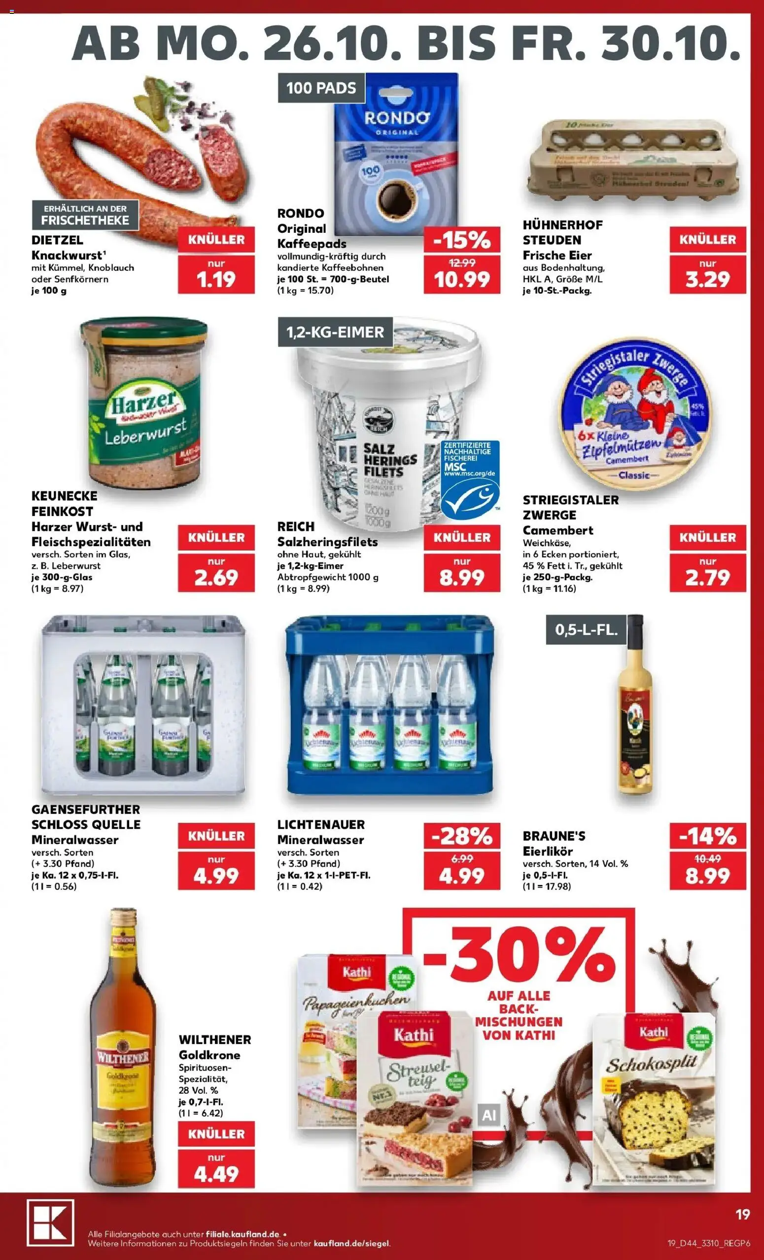 Prospekt Kaufland ab 26.10.2026 » Angebote Online zum Blättern | Seite: 23 | Produkte: Eier, Mineralwasser, Salz, Knoblauch