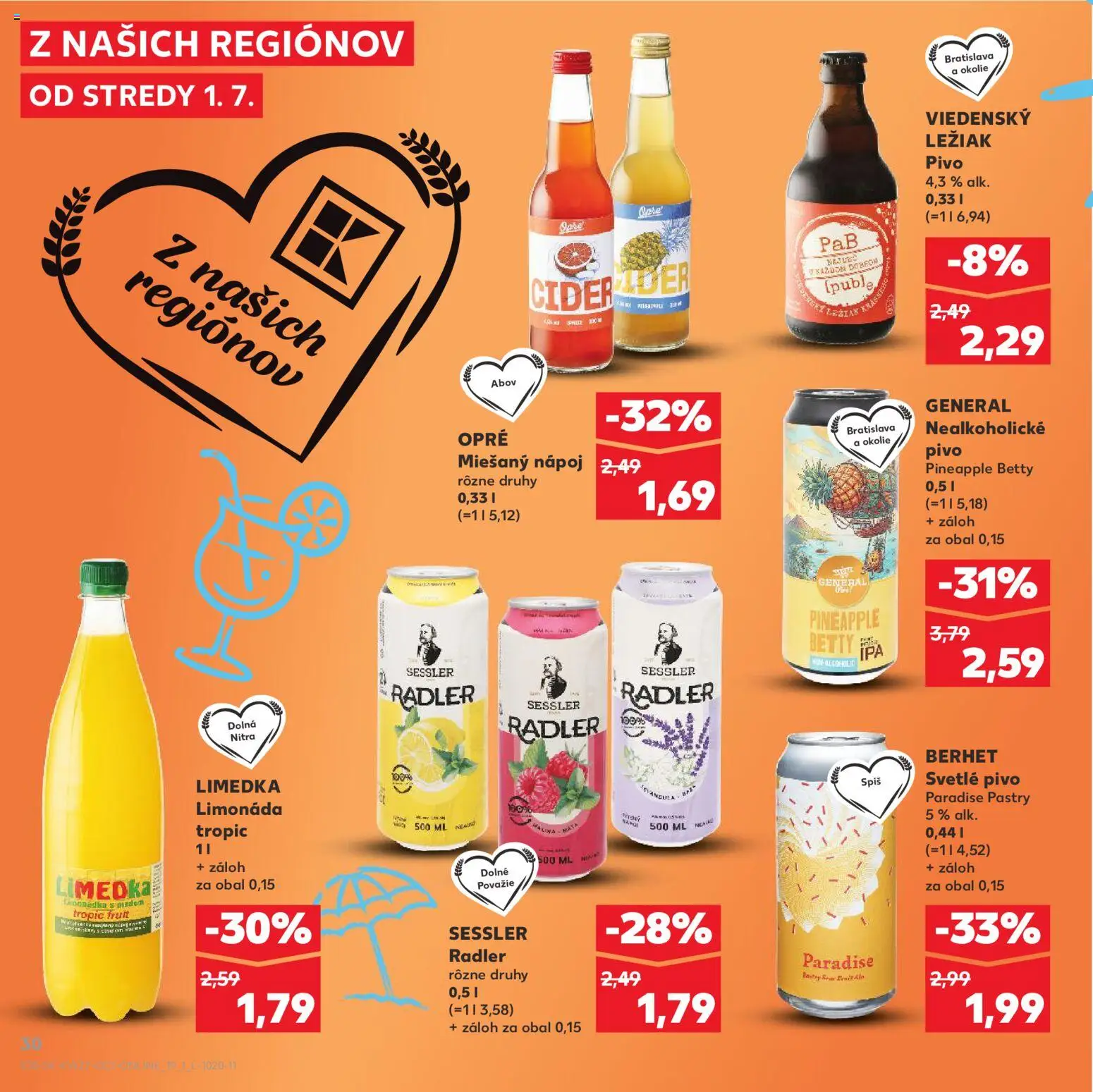 Kaufland SK akciós ujság - amely érvényes a következő dátumtól: 2026.07.01. | Oldal: 30 | Termékek: Radler, Cider