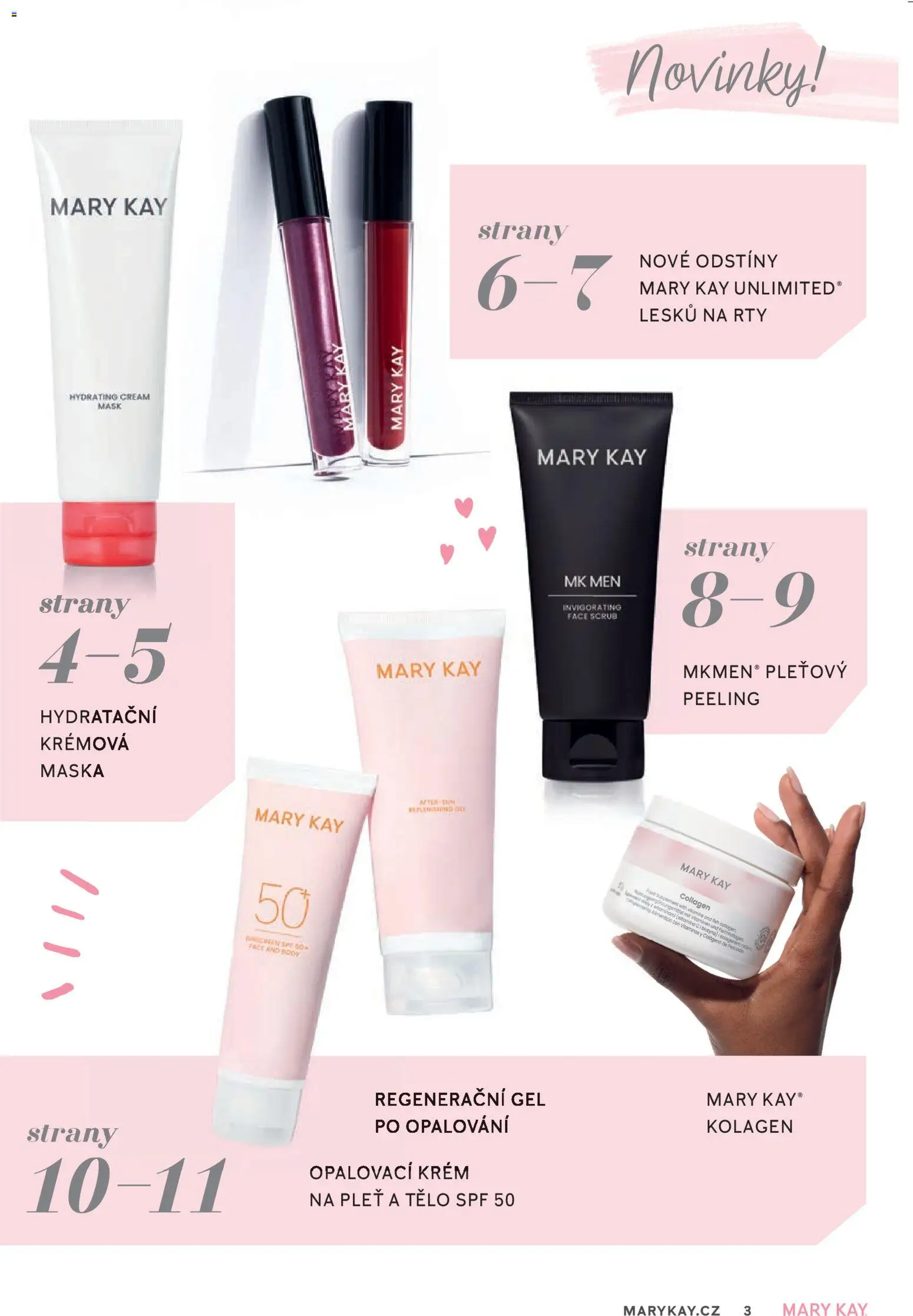 Mary Kay kniha o kráse od 01.04.2026 | Strana: 3 | Produkty: Opalovací krém, Krém, Kolagen, Peeling