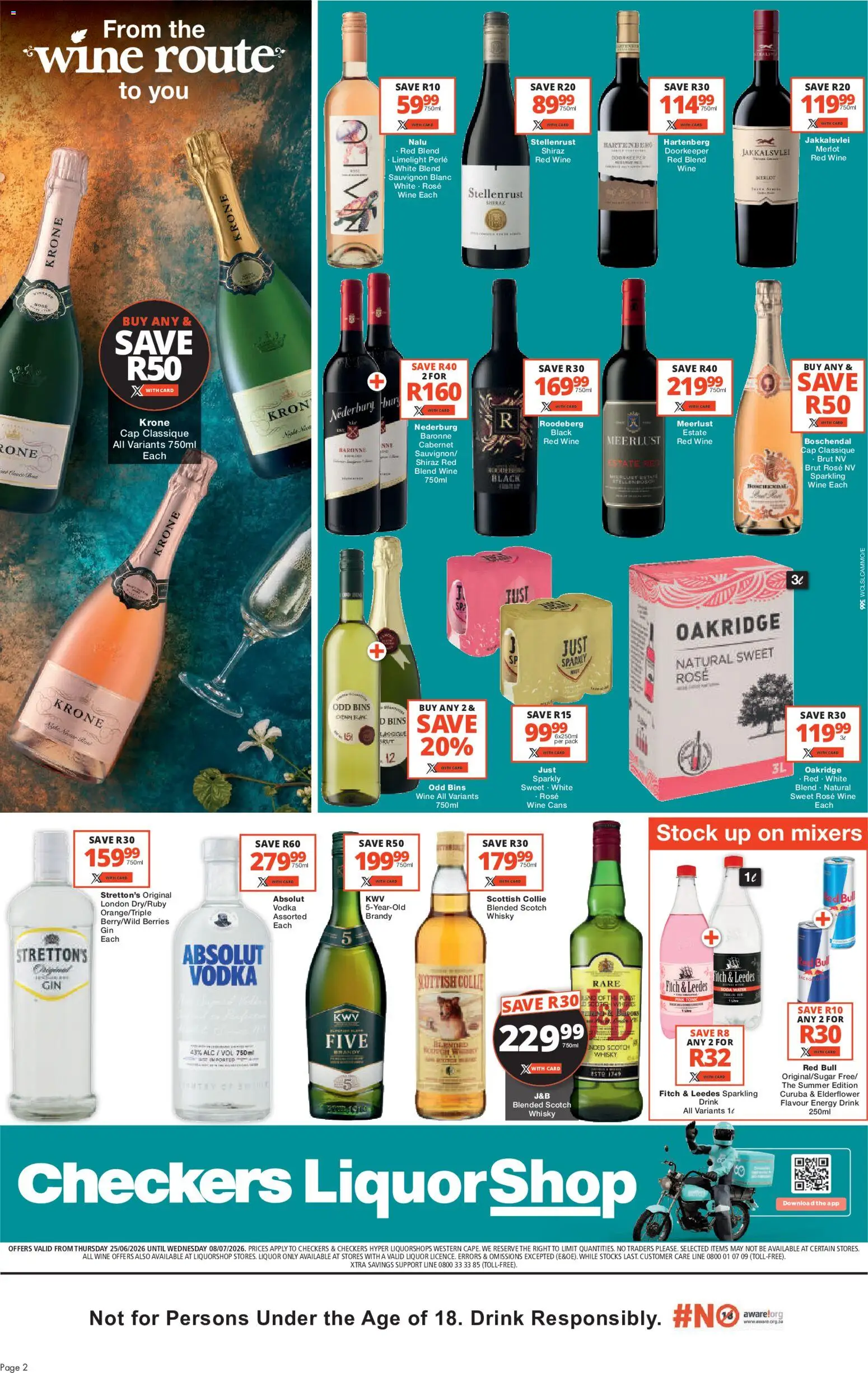 New Checkers catalogue – valid from 25/06/2026 | Page: 2 | Products: Brandy, Wine, Stock, Water