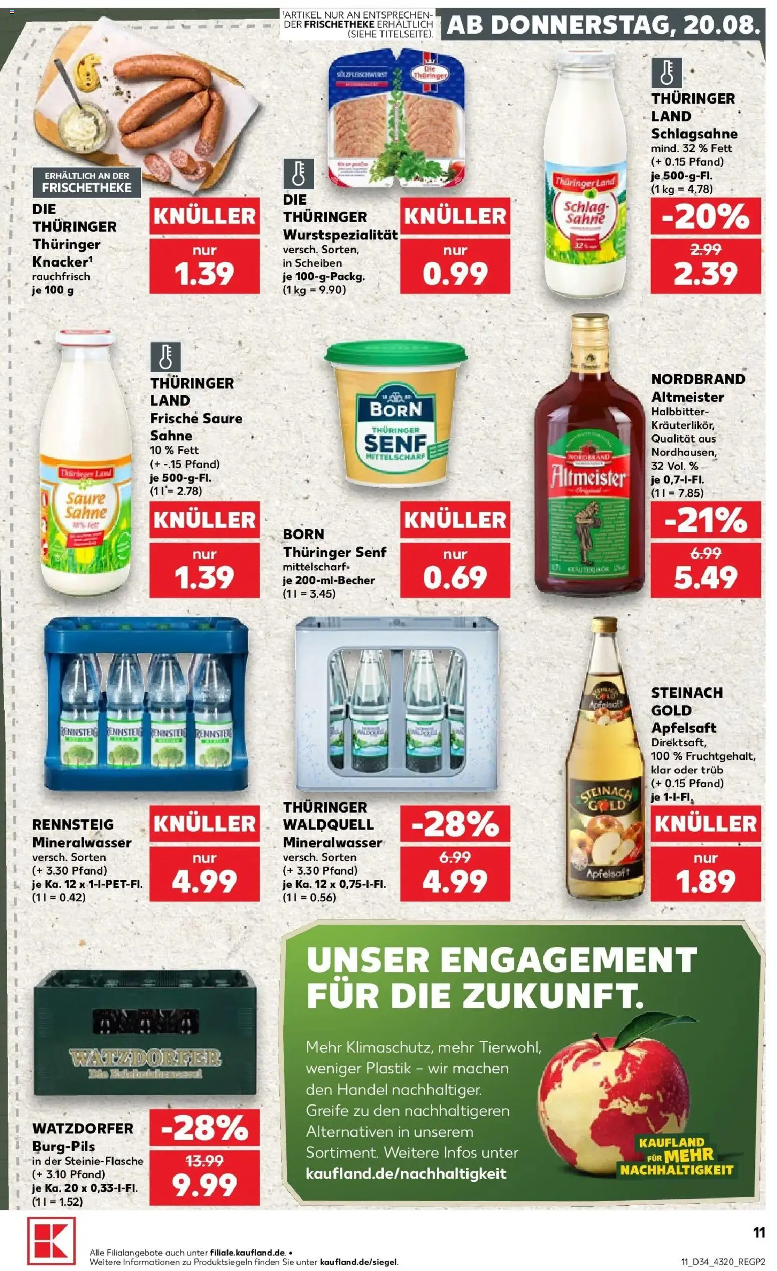 Prospekt Kaufland ab 17.08.2026 » Angebote Online zum Blättern | Seite: 22 | Produkte: Schlagsahne, Apfelsaft, Mineralwasser, Sahne