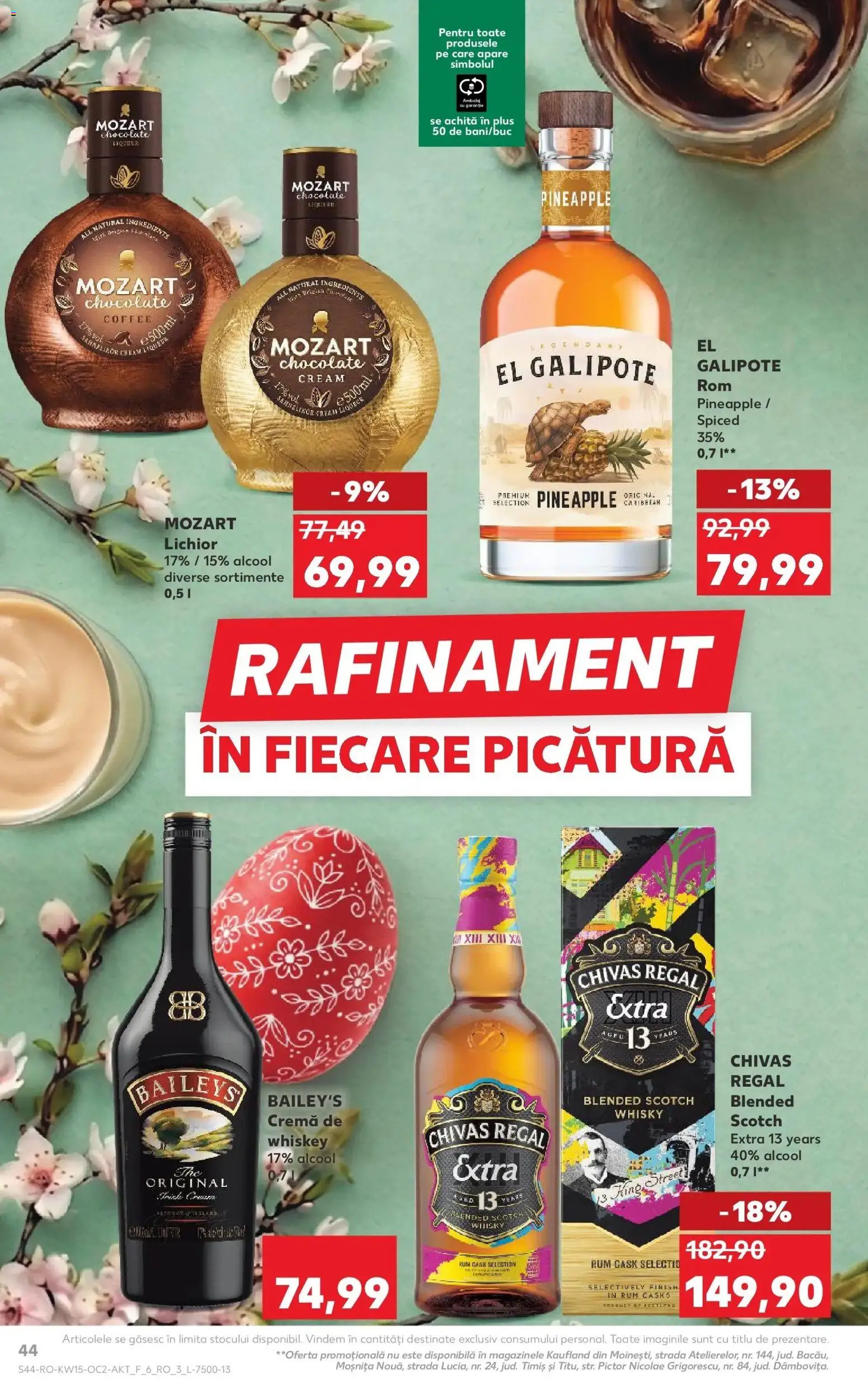 Noul catalog Kaufland – valabil de la 08.04.2026 | Pagină: 44 | Produse: Lichior, Cremă, Rom, Whiskey
