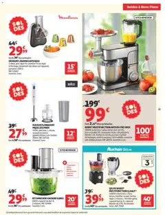 Auchan - Prévisualisation de ROBOT MULTIFONCTION ANTARA PRO INOX, 1300W, 6 vitesses + pulse, bol en acier de 5.5L, bras amovible 30°, accessoires inclus: kit pâtisserie, blender 1.5L, hachoir à viande, poussoir, 3 grilles de hachages, un kit à saucisse, 1 kit à kebbés, couvercle anti-éclaboussures. valide à partir de 24/06/2026 | Page: 11 | Produits: Mixeur, Blender, Robot, Cônes