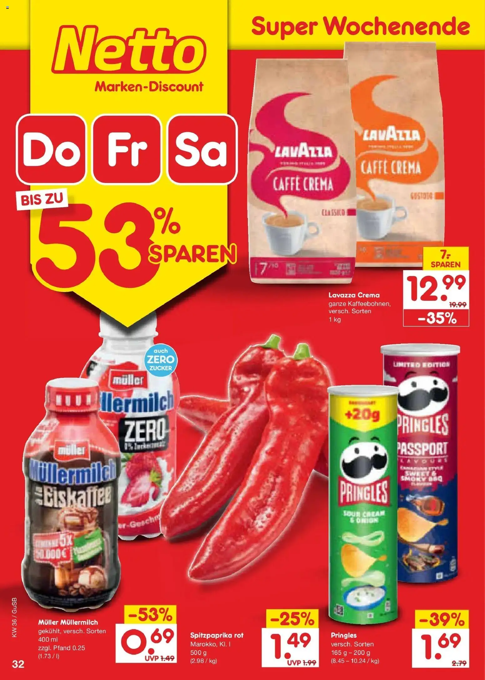 Netto Marken-Discount Prospekt Machern – gültig ab 31.08.2026 | Seite: 44 | Produkte: Lavazza, Zucker, Pringles, Muller mullermilch