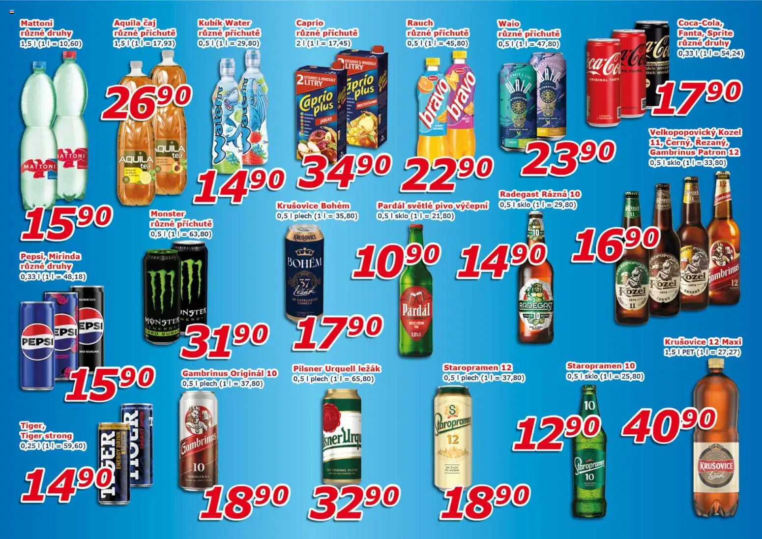 Eso market leták od 02.09.2026 | Strana: 7 | Produkty: Staropramen 12, Velkopopovický Kozel, Sprite, Gambrinus