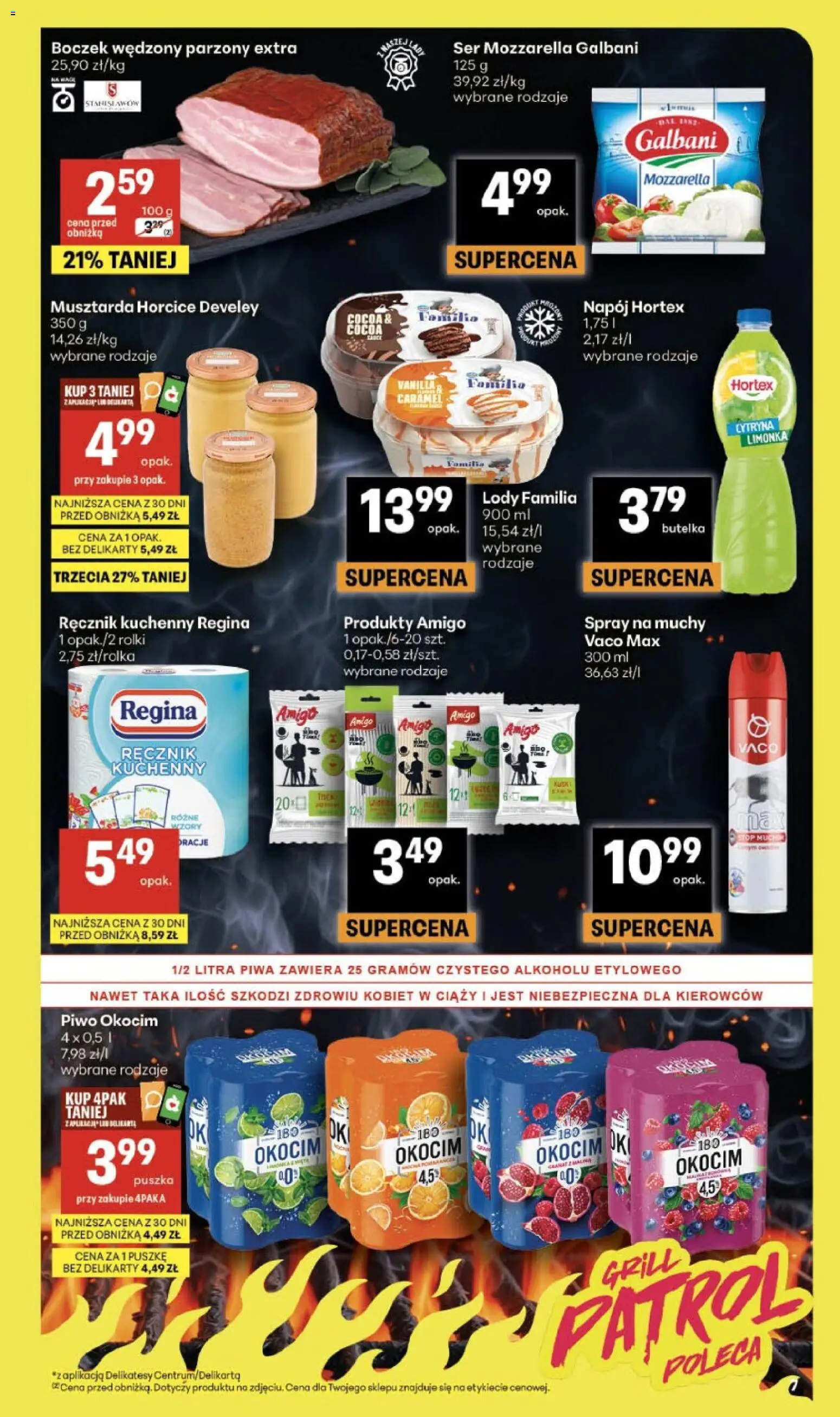 Delikatesy Centrum gazetka od 02.07.2026 | Strona: 7 | Produkty: Boczek wędzony parzony, Ser, Mozzarella, Lody