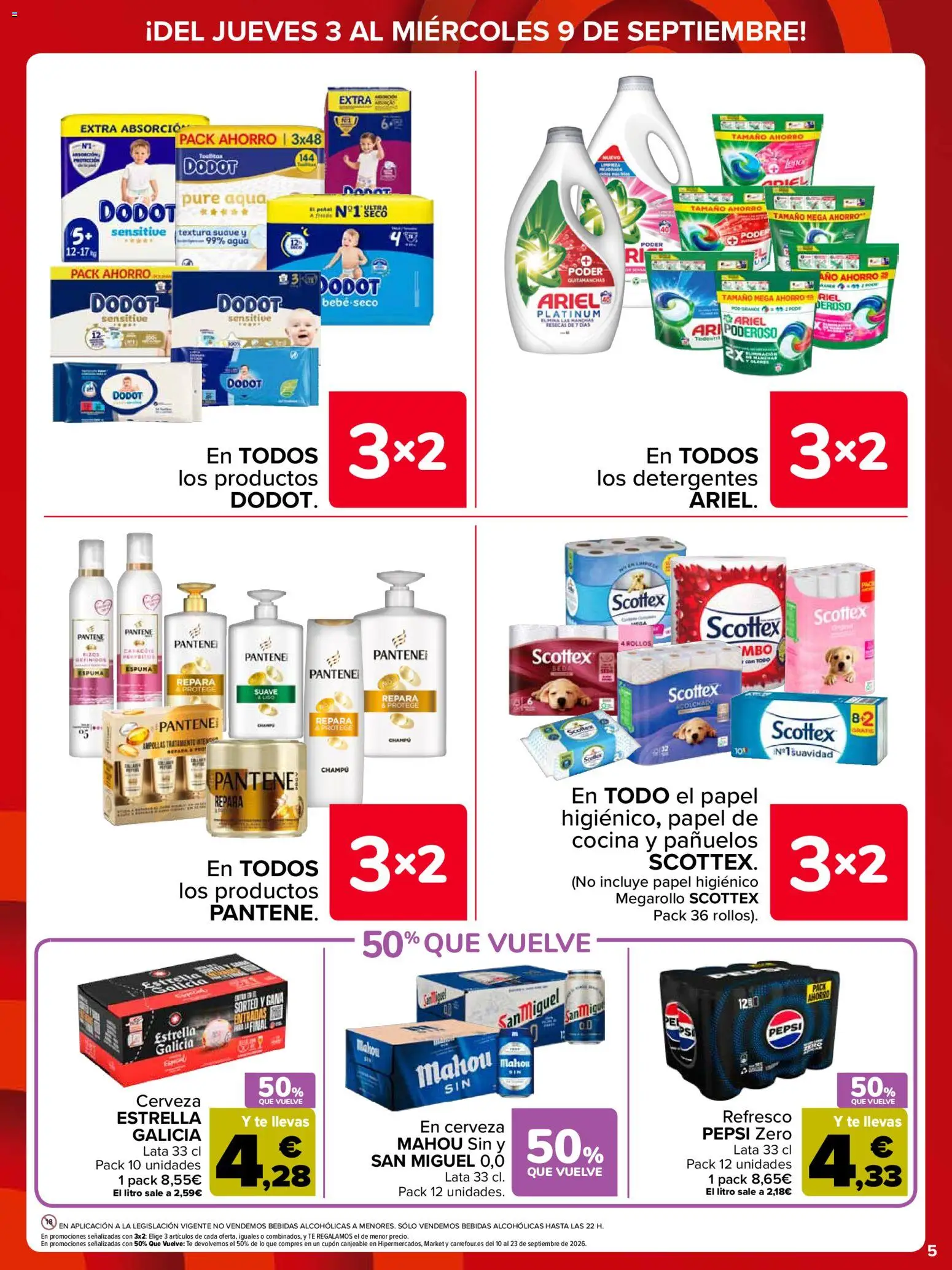 Carrefour Precio Imbatible │ válido desde el 03/09/2026 | Página: 5 | Productos: Papel higienico, Espuma, Pepsi, Agua