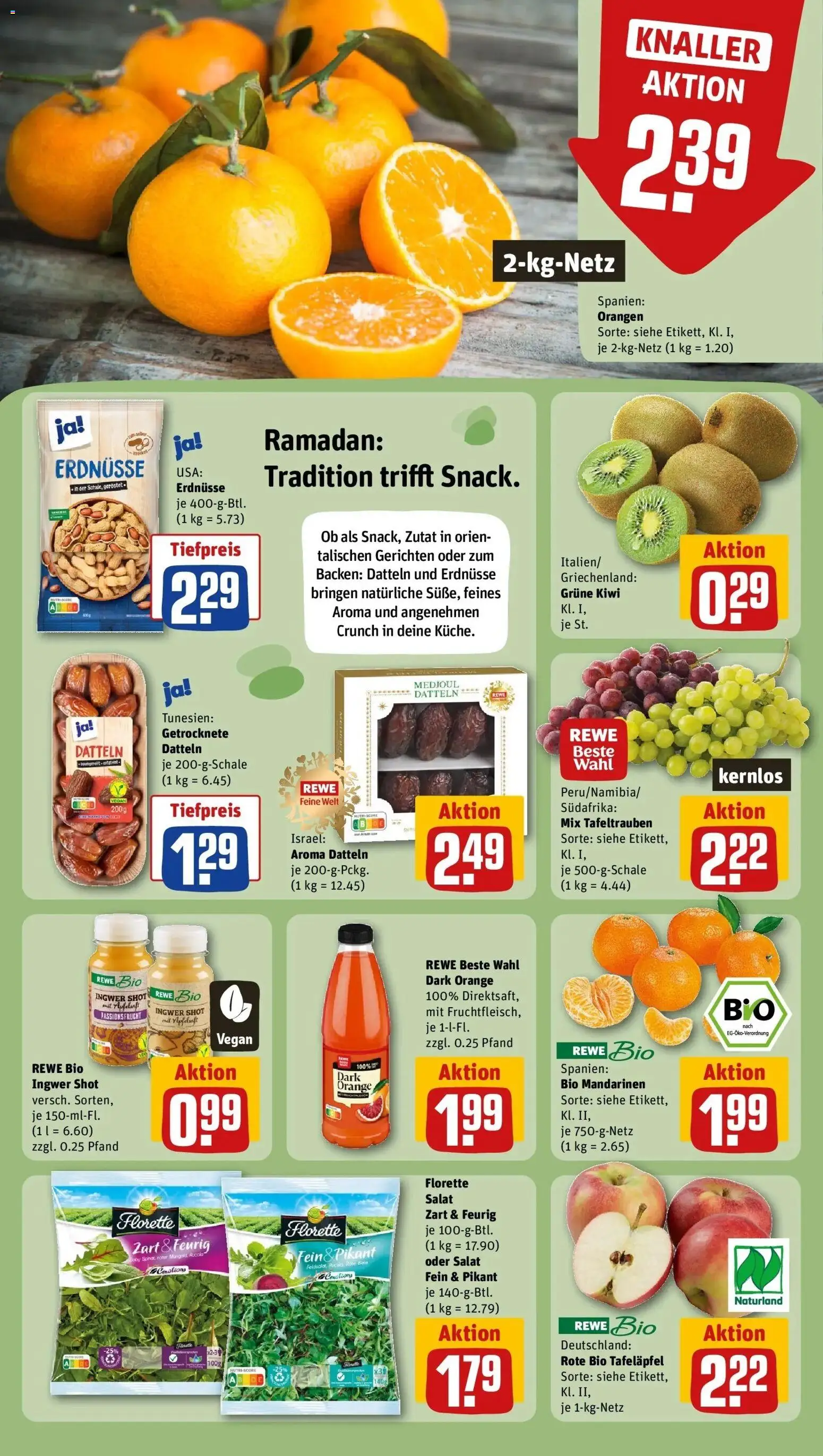 Rewe prospekt Bielefeld	 – gültig ab 22.02.2026 | Seite: 6 | Produkte: Rucola, Mandarinen, Apfelsaft, Kiwi
