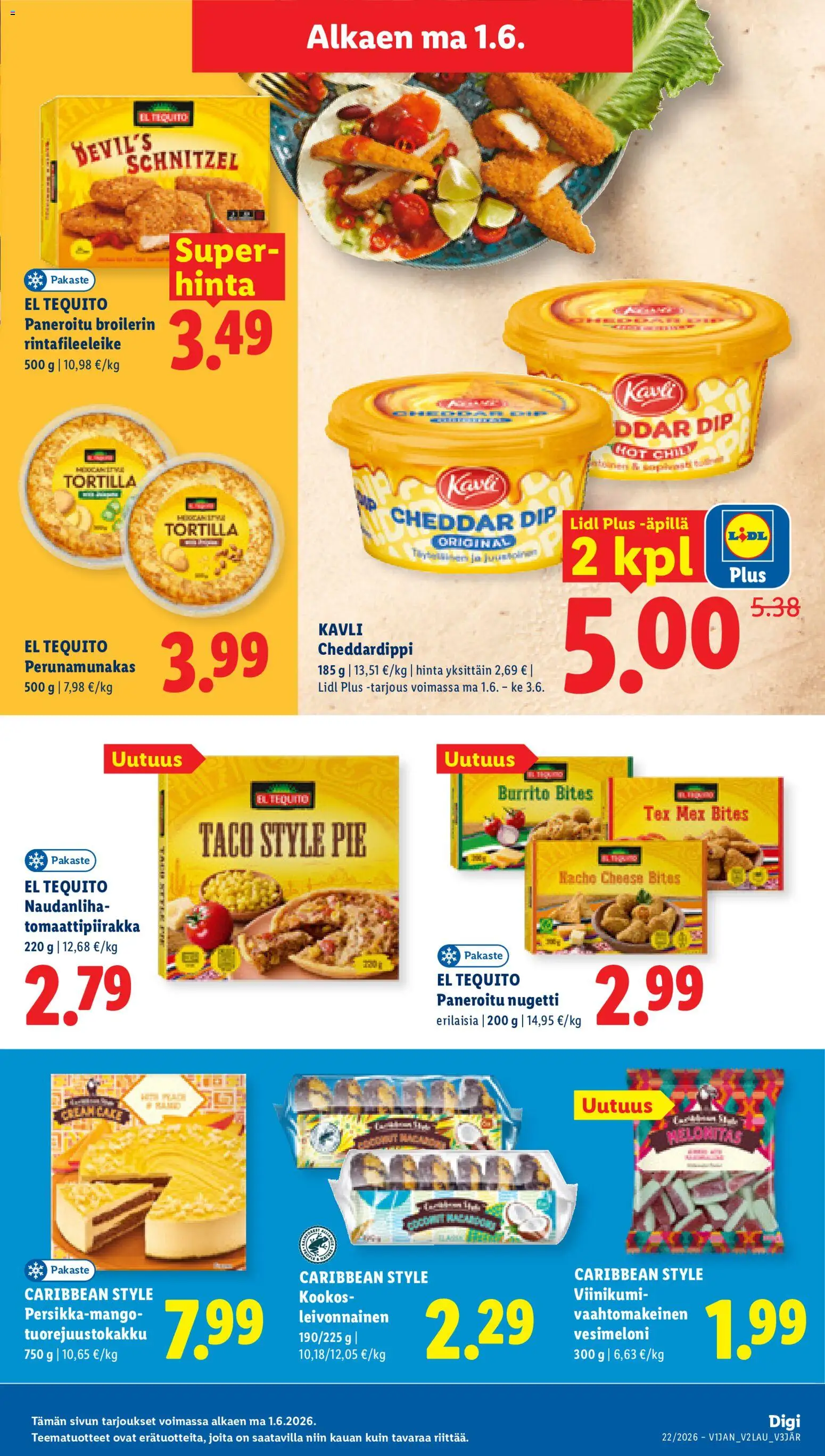 Lidl tarjoukset – voimassa 28.05.2026 alkaen | Sivu: 25 | Tuotteet: Vesimeloni, Cheddar, Naudanliha, Tortilla