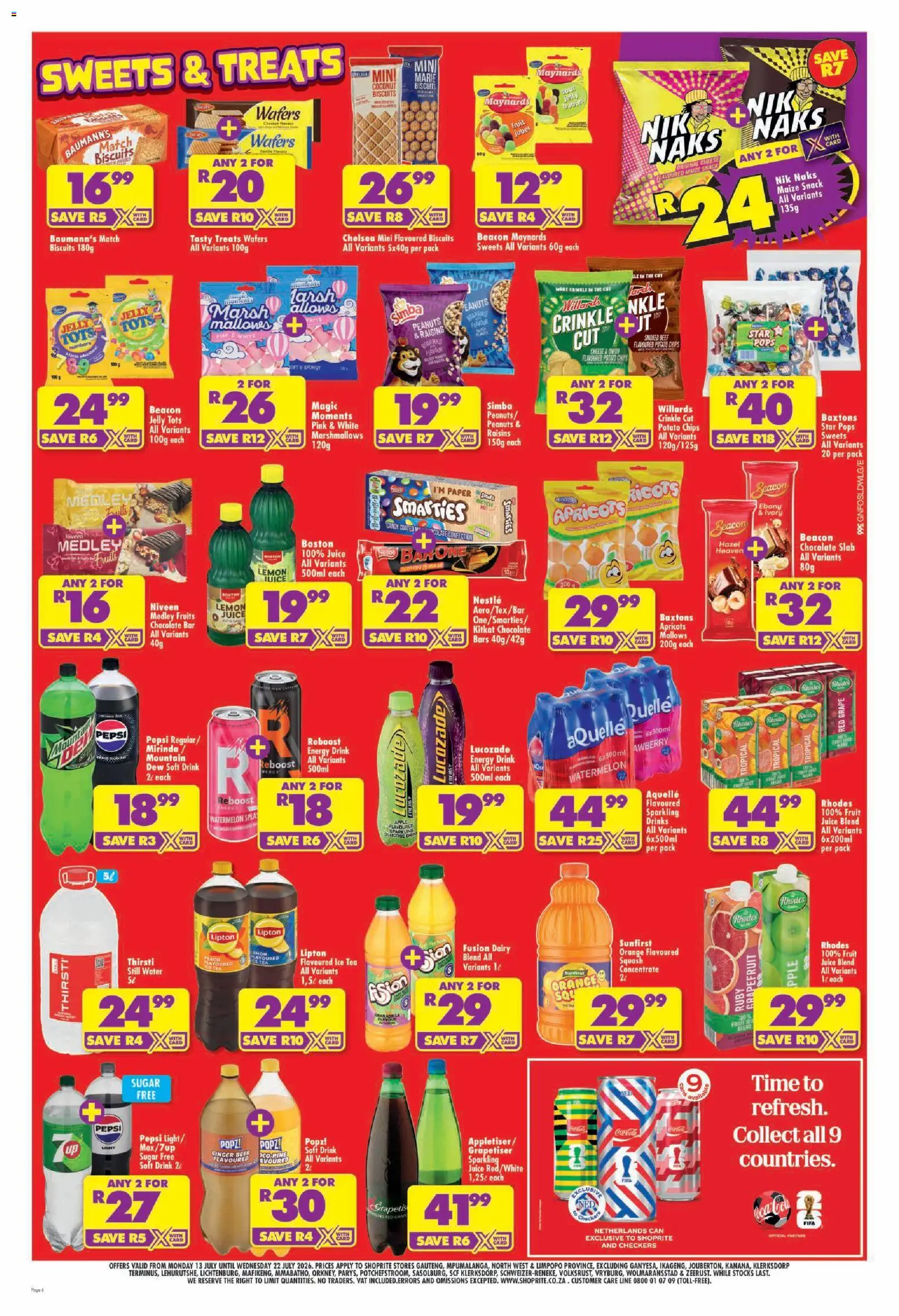 New Shoprite catalogue – valid from 13/07/2026 | Page: 6 | Products: Tea, Peanuts, Raisins, Water