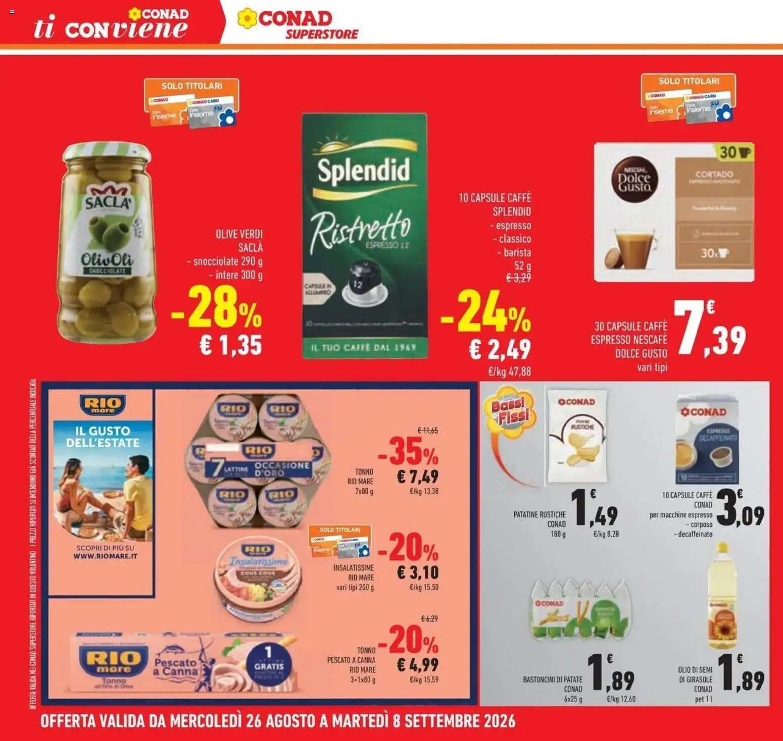 Volantino Conad dal 26/08/2026 > Anteprima | Pagina: 30 | Prodotti: Caffè, Patatine, Patate, Tonno
