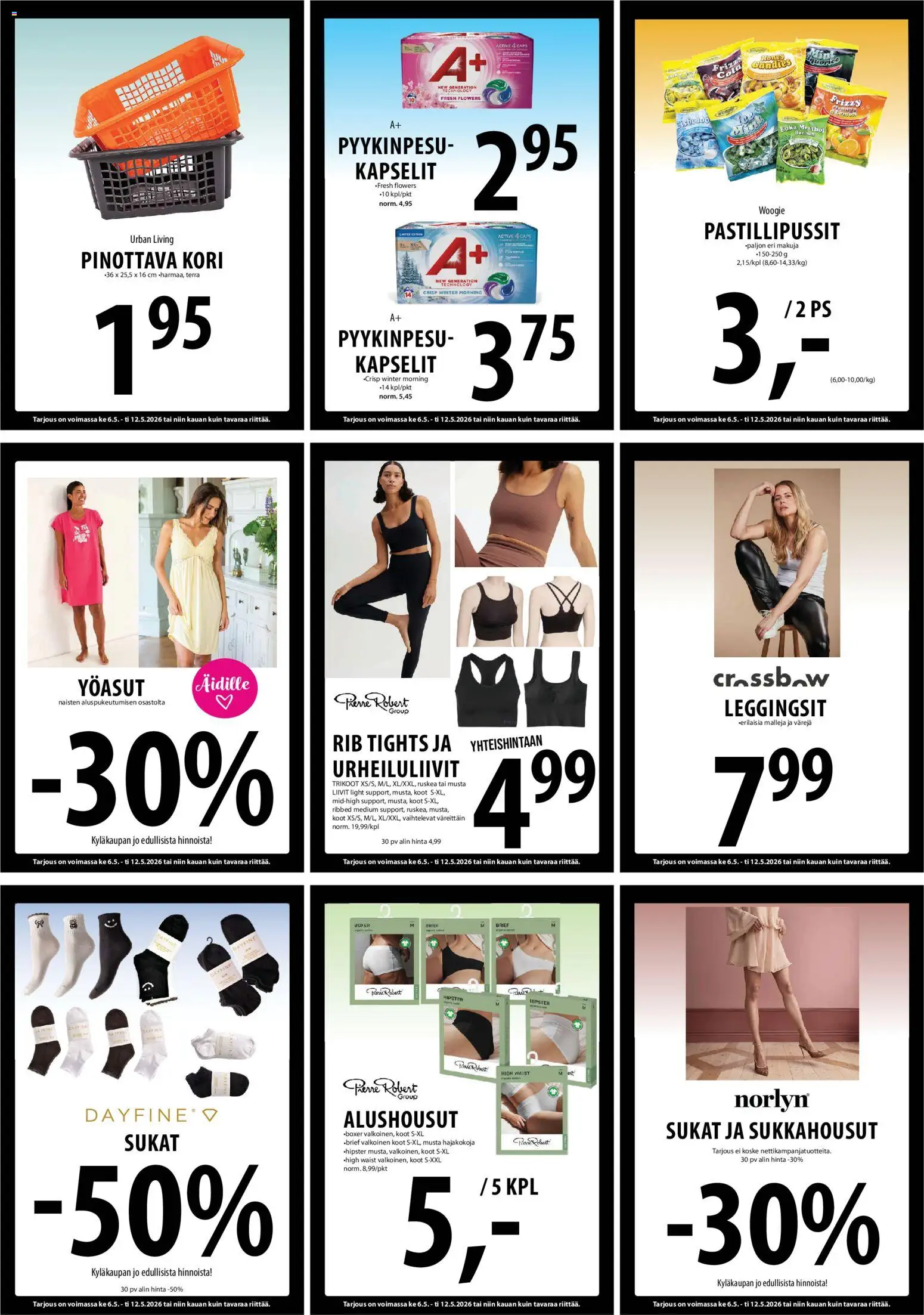 Tuuri tarjoukset – voimassa 06.05.2026 alkaen | Sivu: 18 | Tuotteet: Sukat, Leggingsit, Alushousut, Trikoot