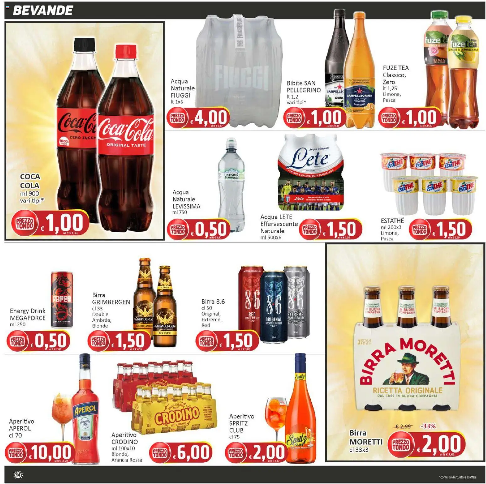 Volantino Paghi Poco del 09.06.2026 | Pagina: 14 | Prodotti: Birra, Pesca, Arancia, Aperol