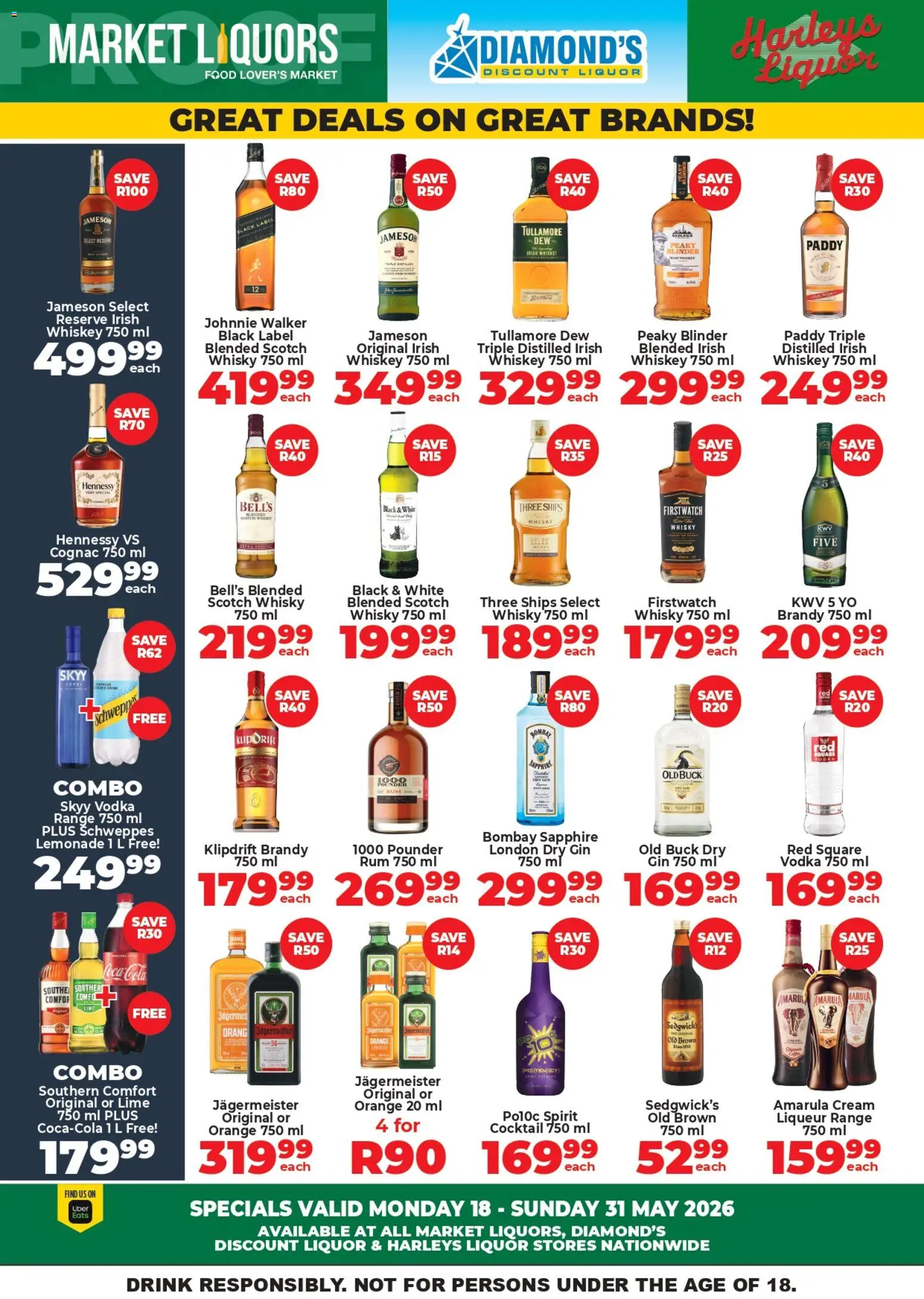 New Diamond Discount Liquors catalogue – valid from 18.05.2026 | Page: 1 | Products: Gin, Cream, Ensalada de quino, Lime