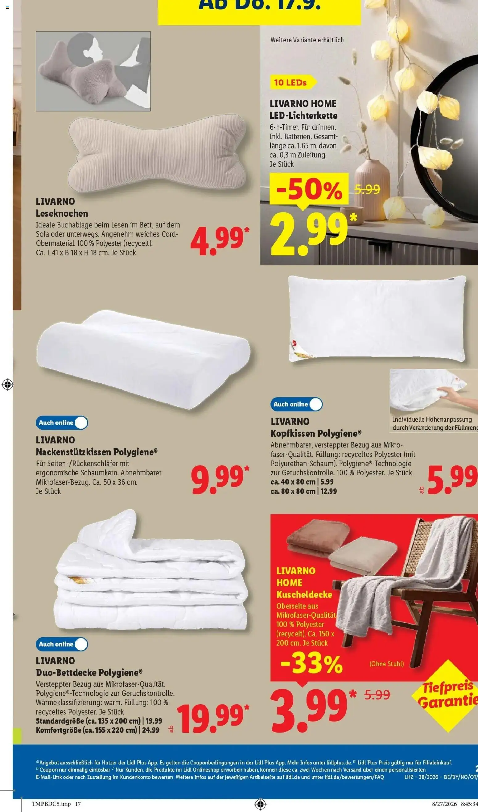 Lidl Prospekt Wahlstedt (ab 14.09.2026) zum Blättern » Angebote | Seite: 45 | Produkte: String, Sofa, Stuhl, Kopfkissen