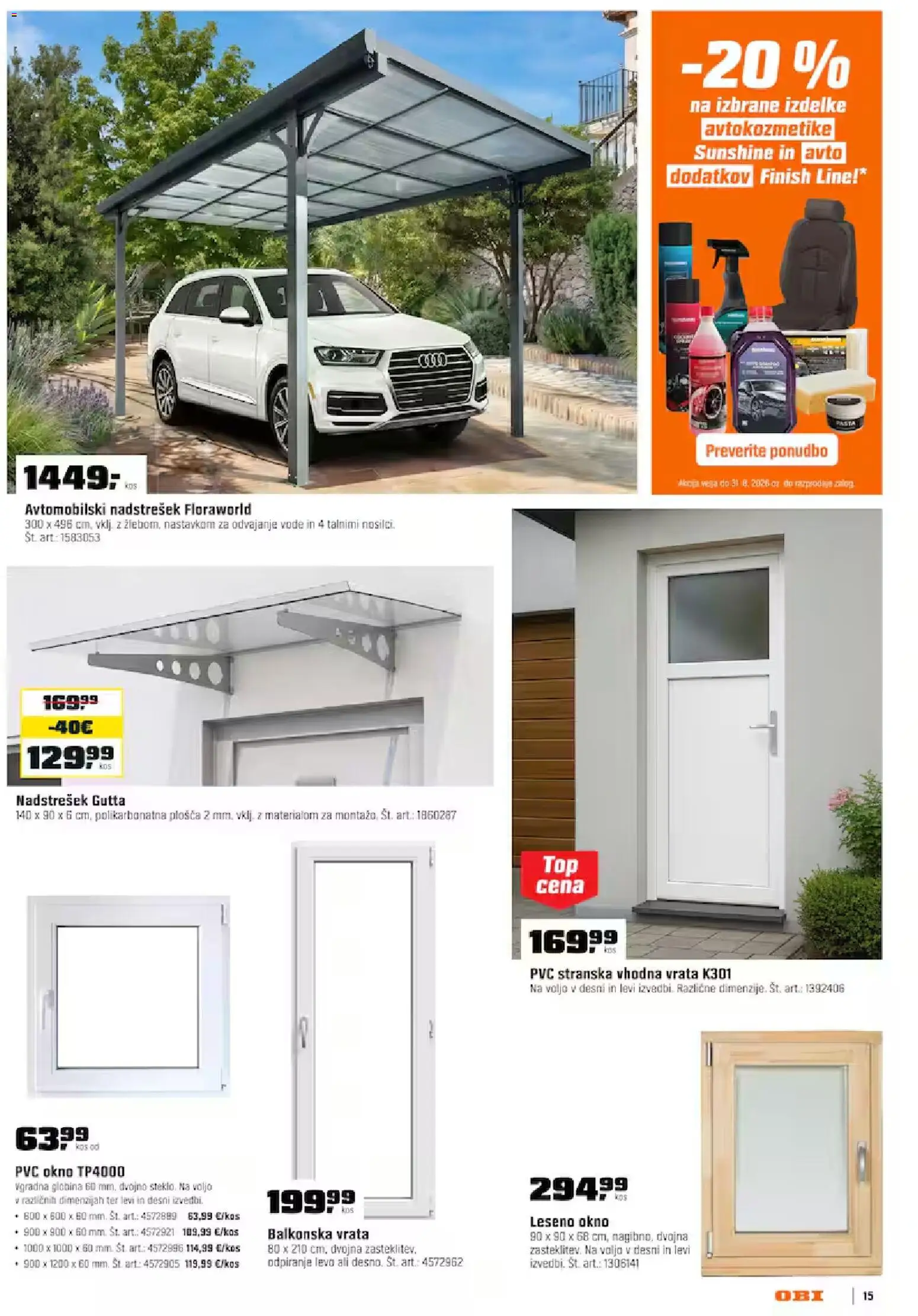 Novi OBI katalog ponudbe – veljaven od 04.08.2026 | Stran: 15 | Izdelki: Okno, Vrata
