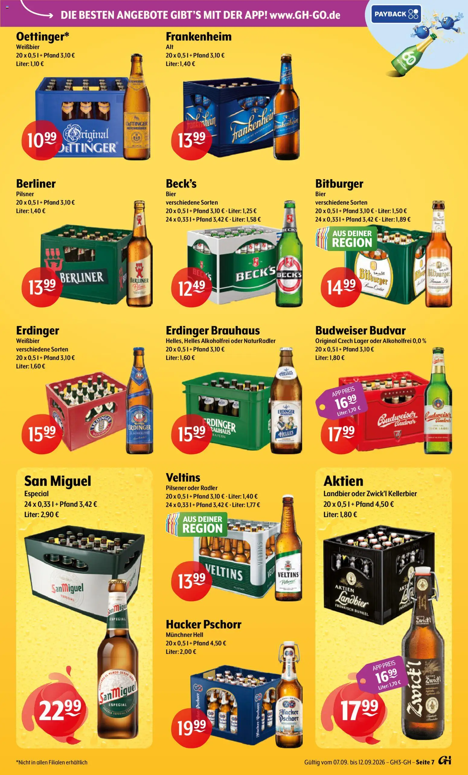 Trink und Spare Prospekt – gültig ab 07.09.2026 | Seite: 7 | Produkte: Bitburger, Weißbier, Radler, Budweiser