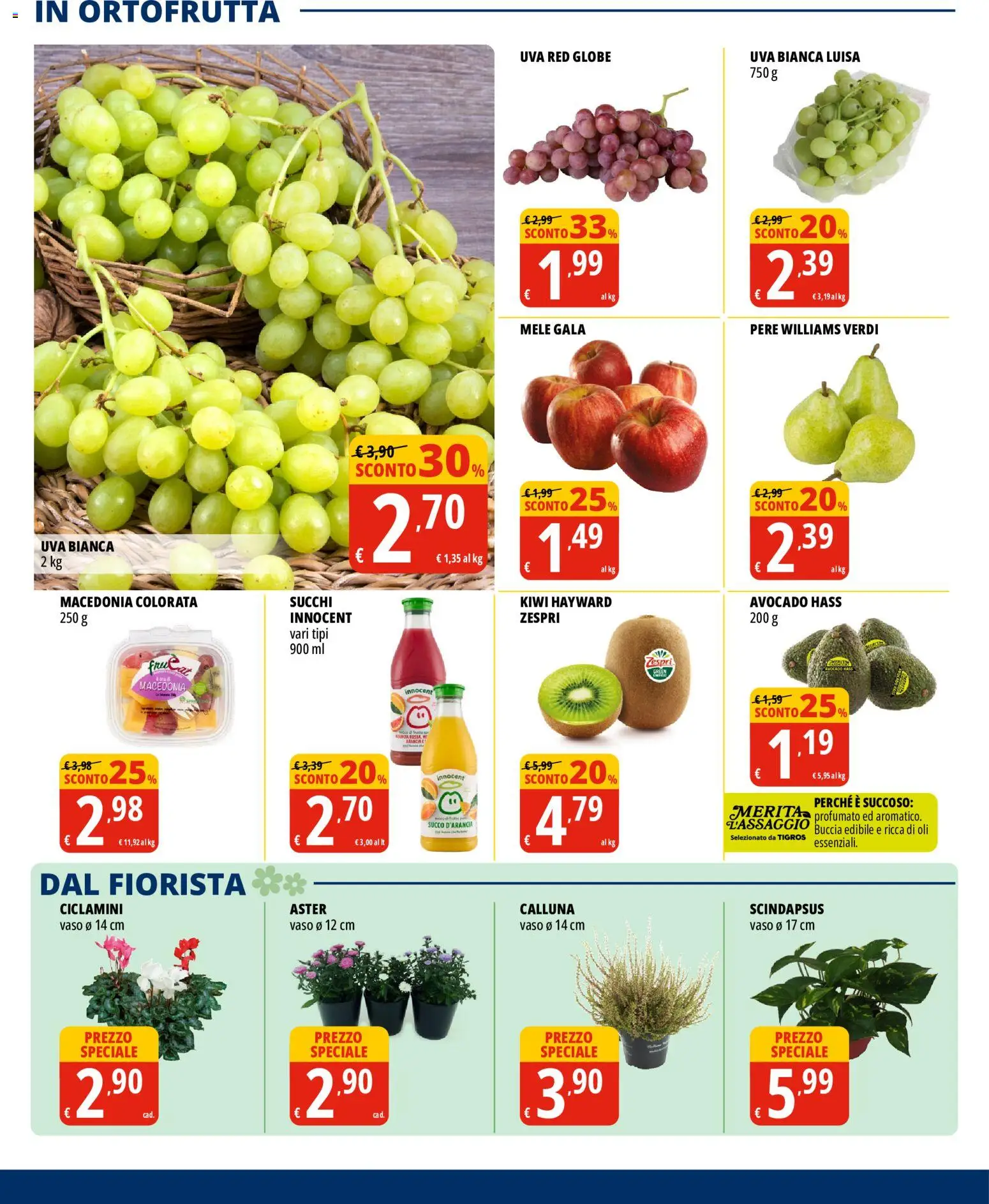 Volantino Tigros del 02/09/2026 | Pagina: 12 | Prodotti: Mele, Kiwi, Pere, Avocado