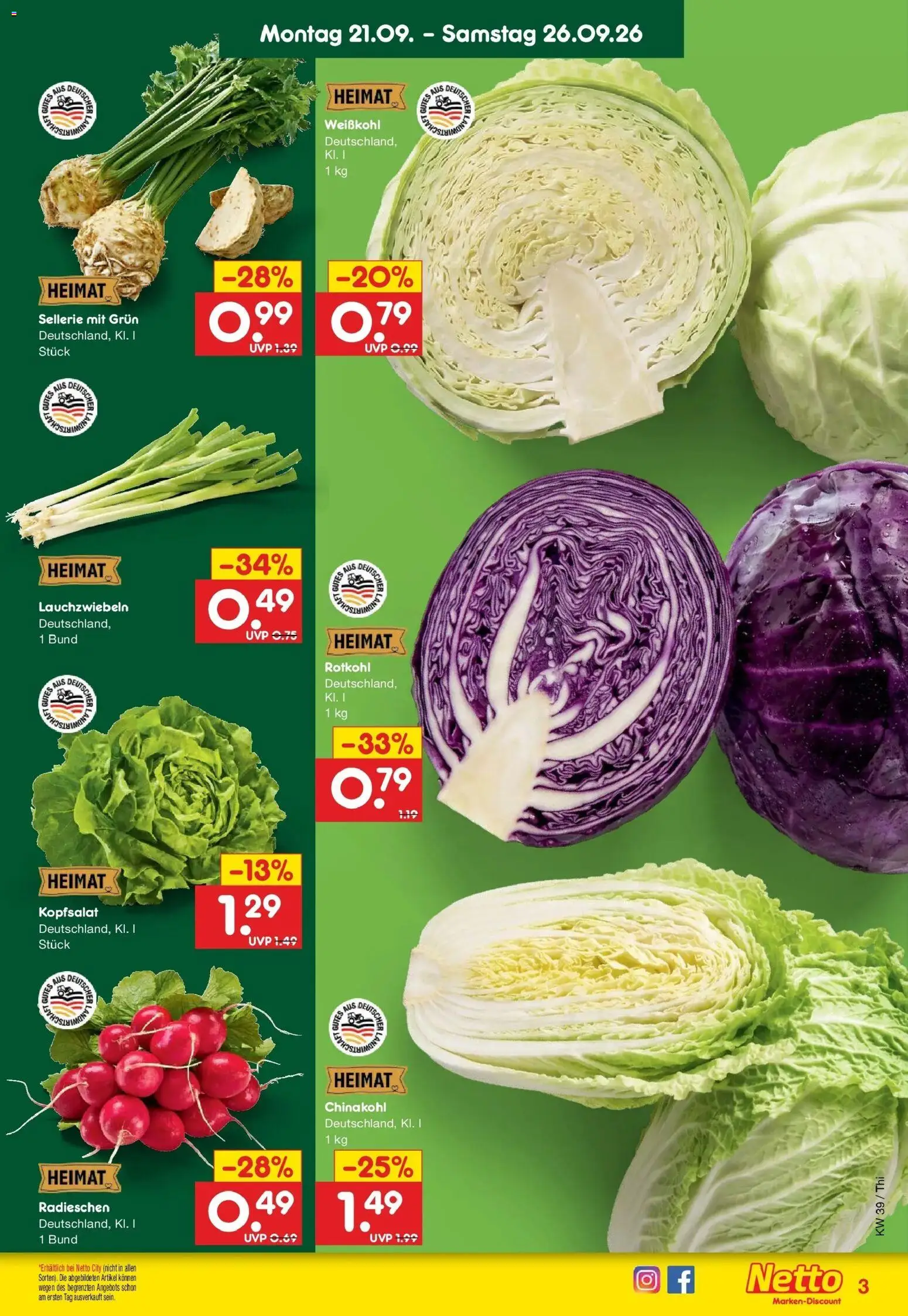 Netto Marken-Discount Prospekt Pirna – gültig ab 21.09.2026 | Seite: 9 | Produkte: Rotkohl, Chinakohl