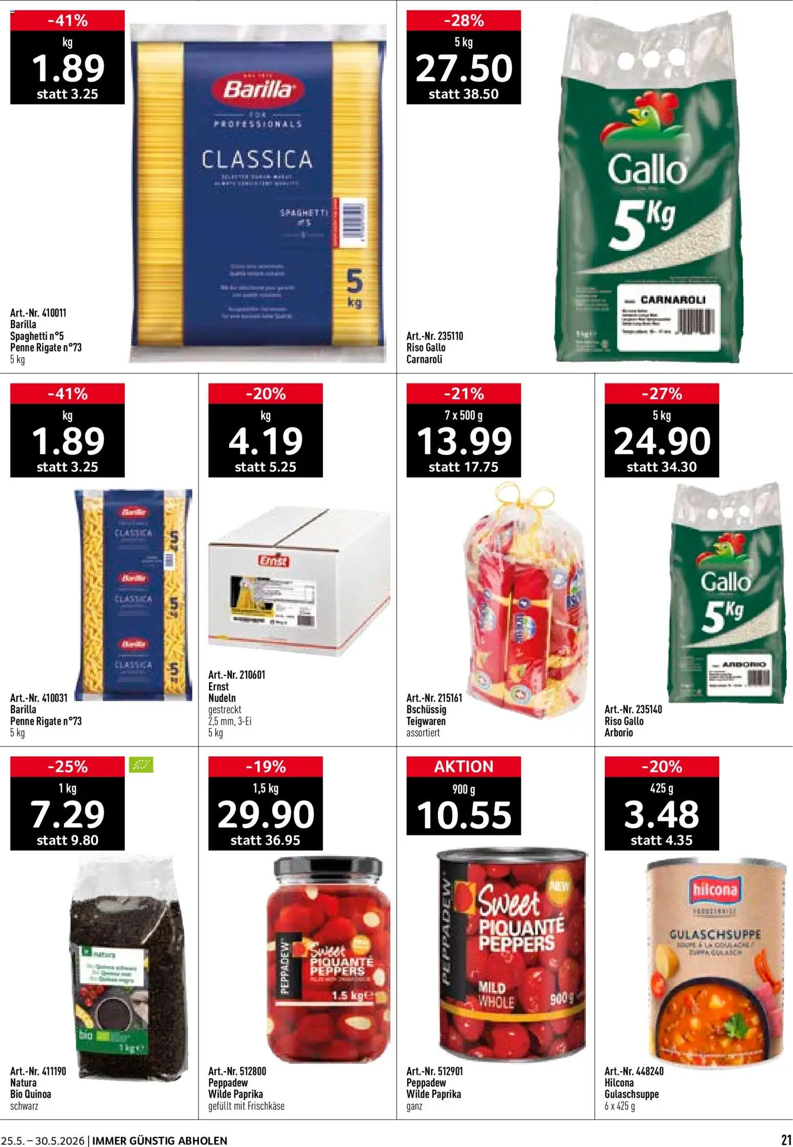 Prodega aktionen – gültig ab 25.05.2026 | Seite: 21 | Produkte: Barilla, Teigwaren, Nudeln