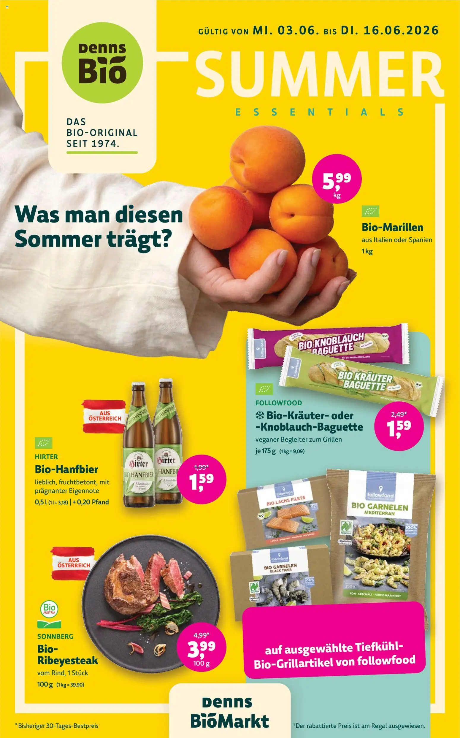 Denns BioMarkt Flugblatt gültig ab 03.06.2026 | Seite: 1 | Produkte: Knoblauch, Jääkaappipakastin, Regal