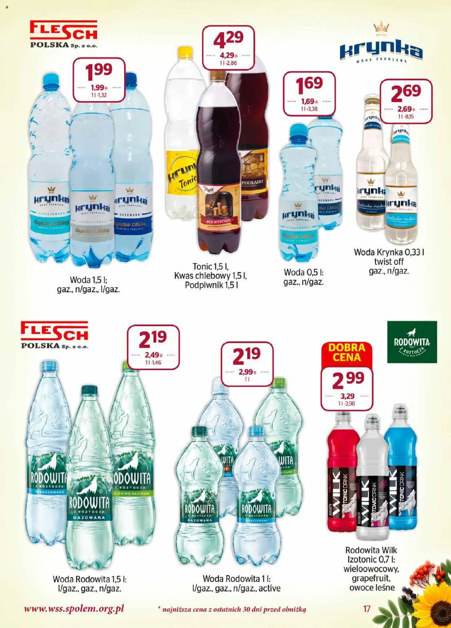 Społem gazetka od 01.09.2026 | Strona: 17 | Produkty: Woda źródlana, Kwas chlebowy, Owoce leśne, Tonic
