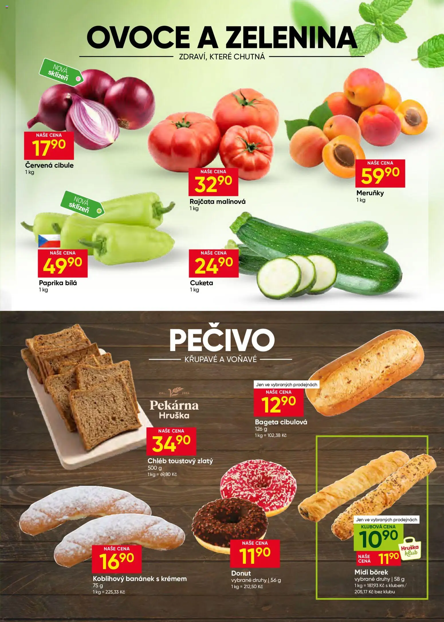 Hruška leták od 08.07.2026 | Strana: 3 | Produkty: Cuketa, Pečivo, Paprika bílá, Meruňky