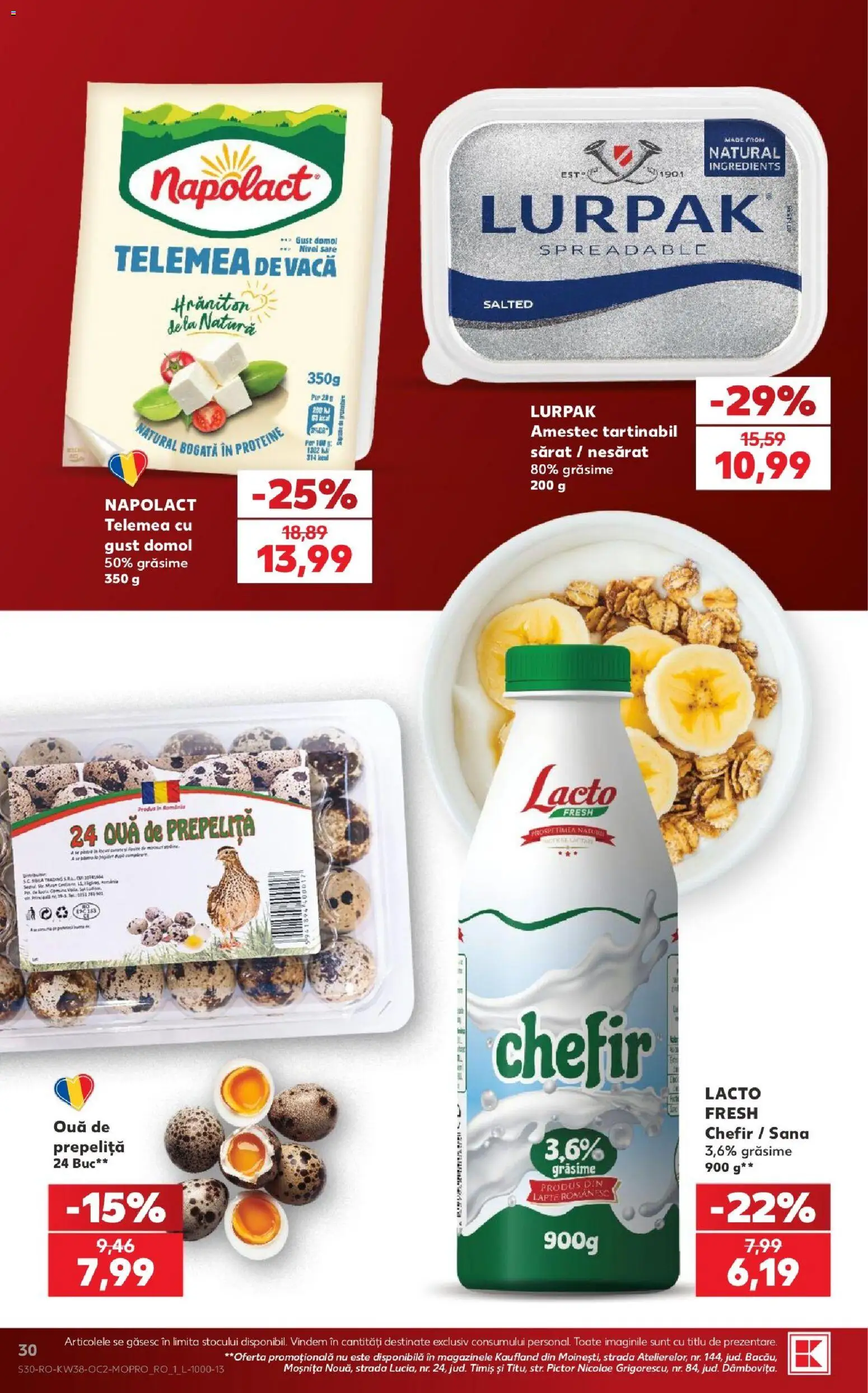 Kaufland RO akciós ujság - amely érvényes a következő dátumtól: 2026.09.16. | Oldal: 30 | Termékek: Lurpak