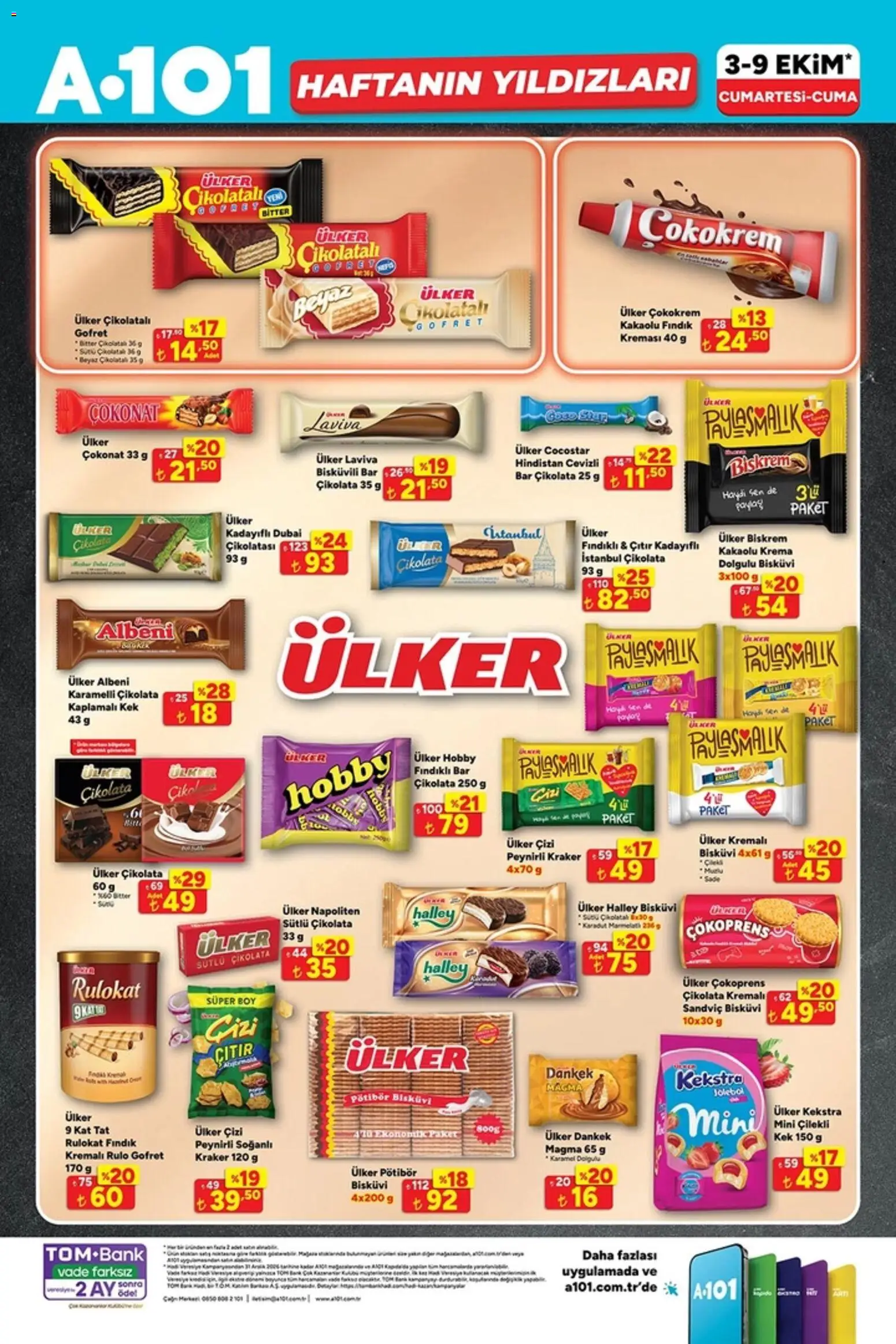 A101 Katalog - 03 Ekim 2026 tarihinden itibaren geçerlidir | Sayfa: 3 | Ürünler: Gofret, Çikolata, Fındık, Bisküvi