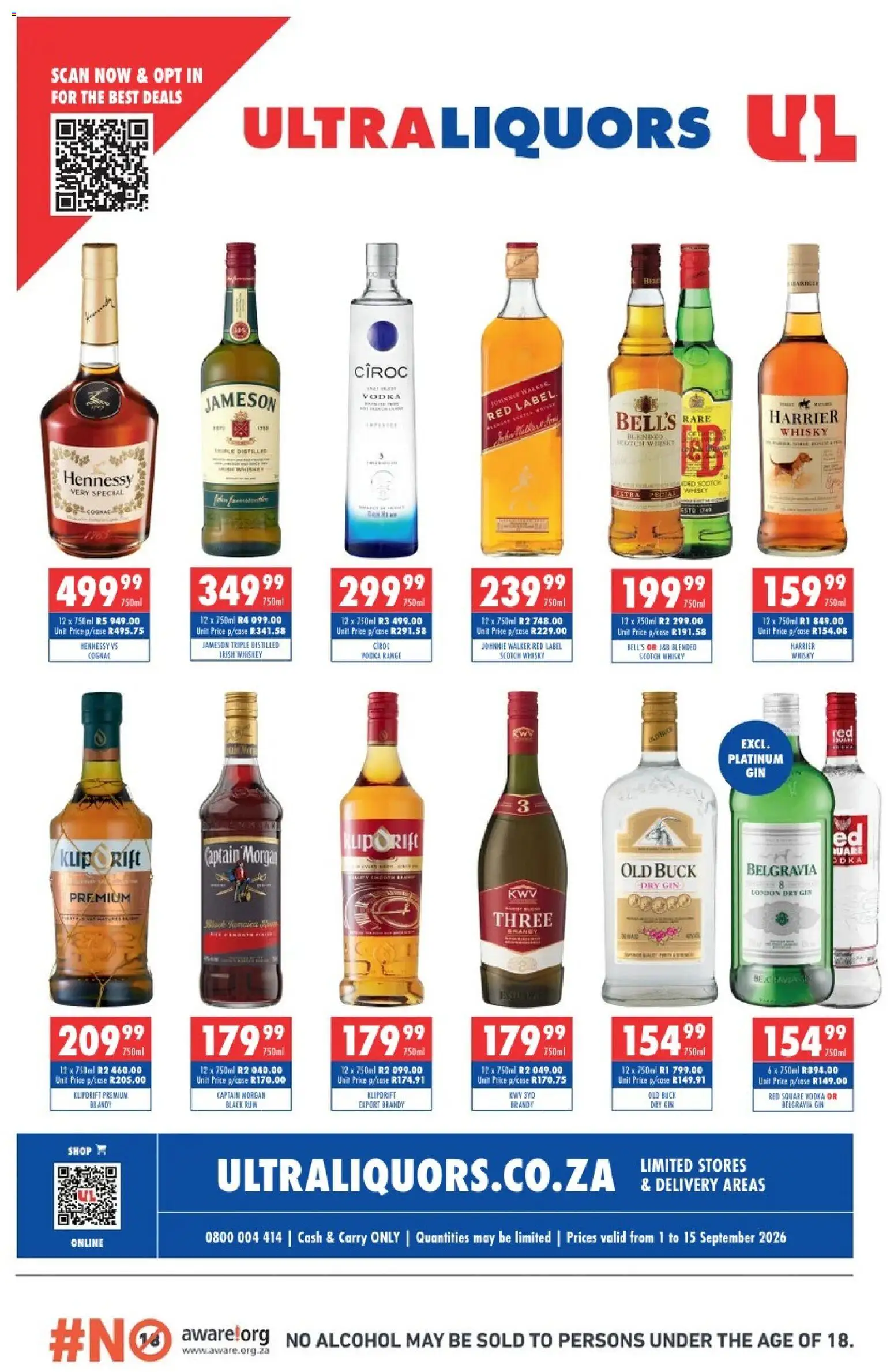 New Ultra Liquors catalogue – valid from 01/09/2026 | Page: 1 | Products: Alcohol, Captain Morgan, Vodka, Whiskey