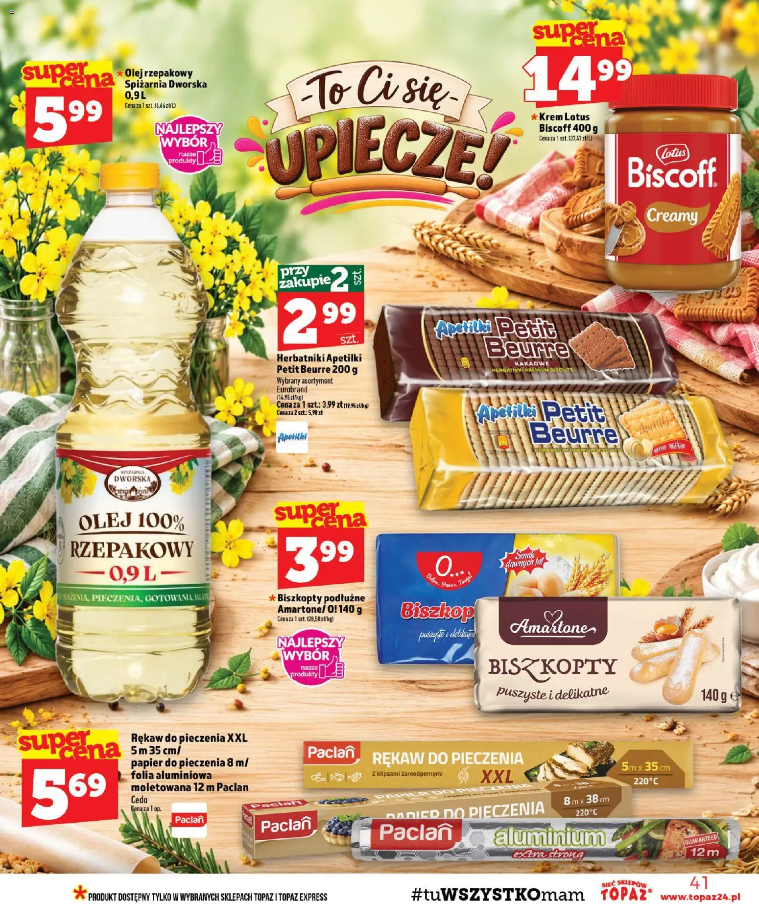 Topaz gazetka - MAZ od 29.10.2026 | Strona: 41 | Produkty: Biszkopty, Herbatniki, Olej, Krem
