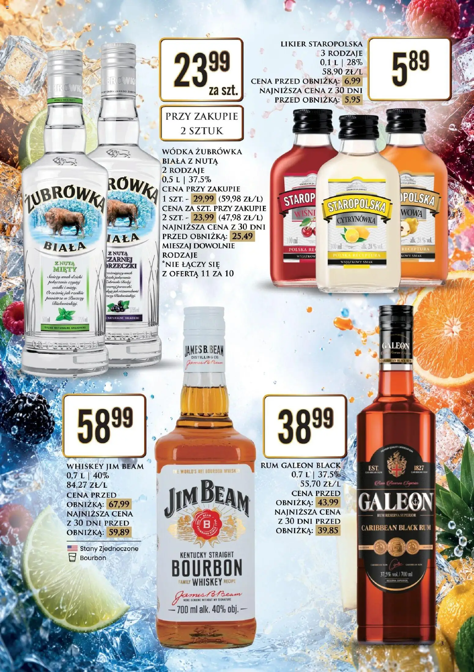 Dino gazetka alkoholowa od 24.07.2026 | Strona: 3 | Produkty: Bourbon, Jim Beam, Żubrówka, Wódka