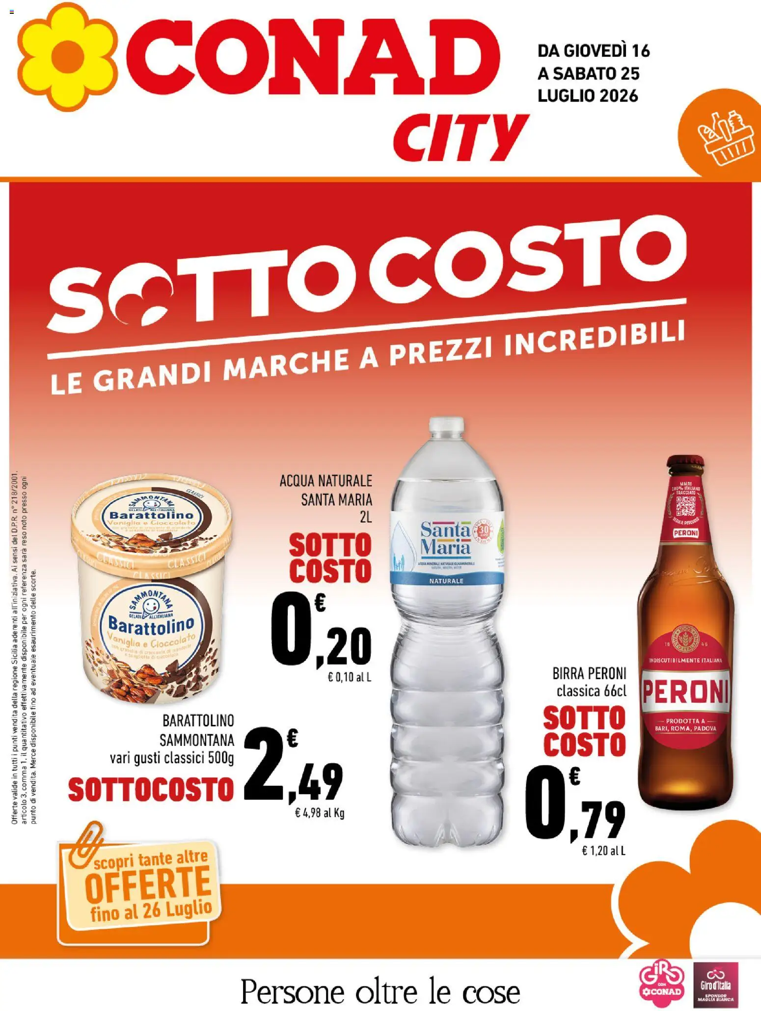 Volantino Conad del 16/07/2026 | Pagina: 1 | Prodotti: Birra, Gelato, Acqua, Mandorle