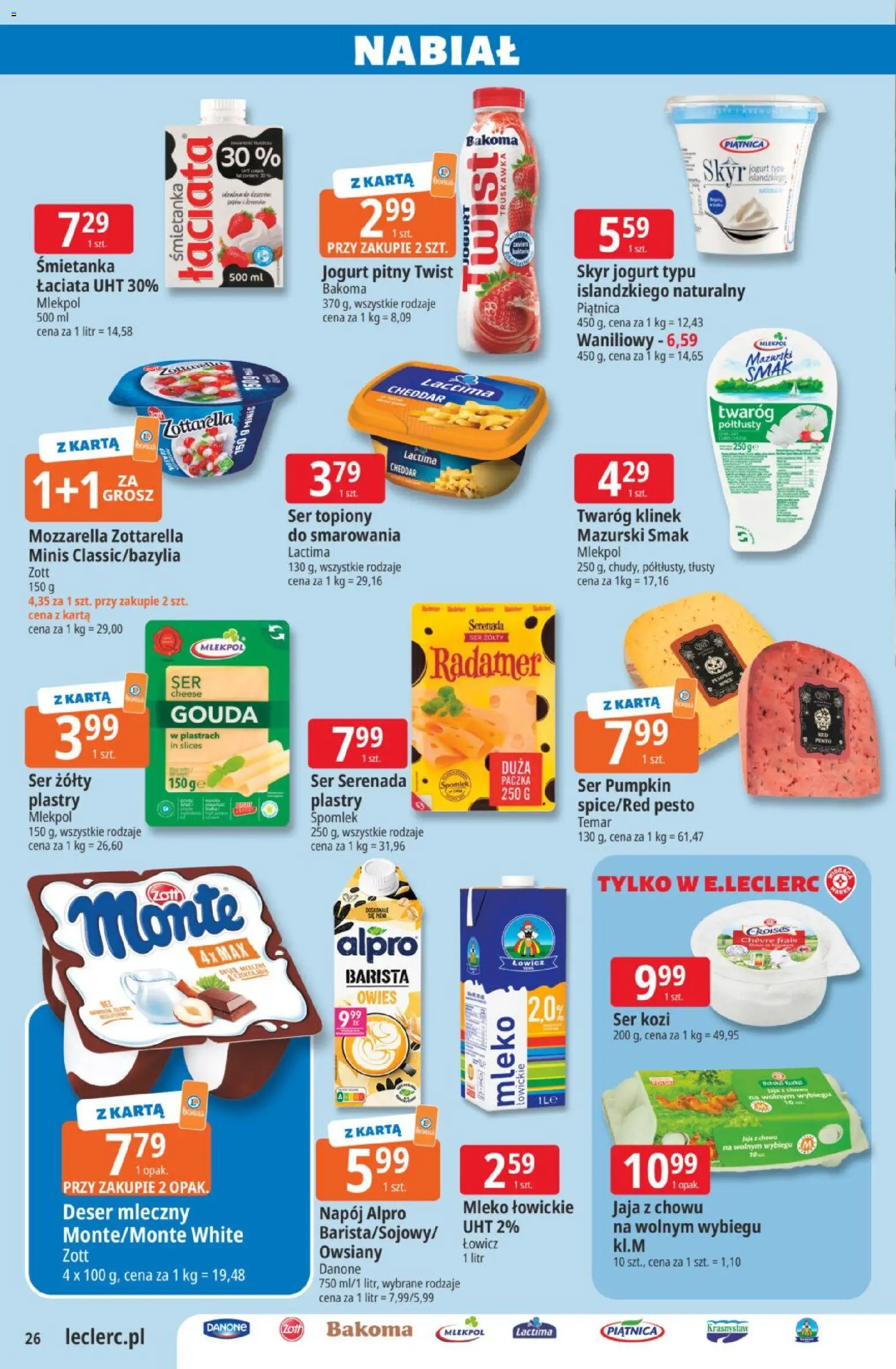 E.Leclerc gazetka od 20.10.2026 | Strona: 26 | Produkty: Deser, Pesto, Twaróg klinek, Jogurt