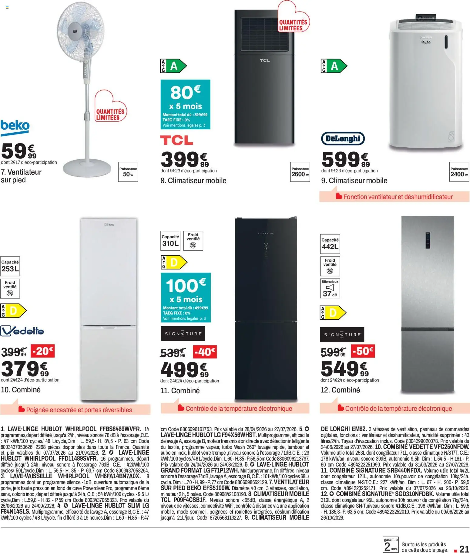 {H1} | Page: 21 | Produits: Ventilateur sur pied, Tuyau, Delonghi, Déshumidificateur