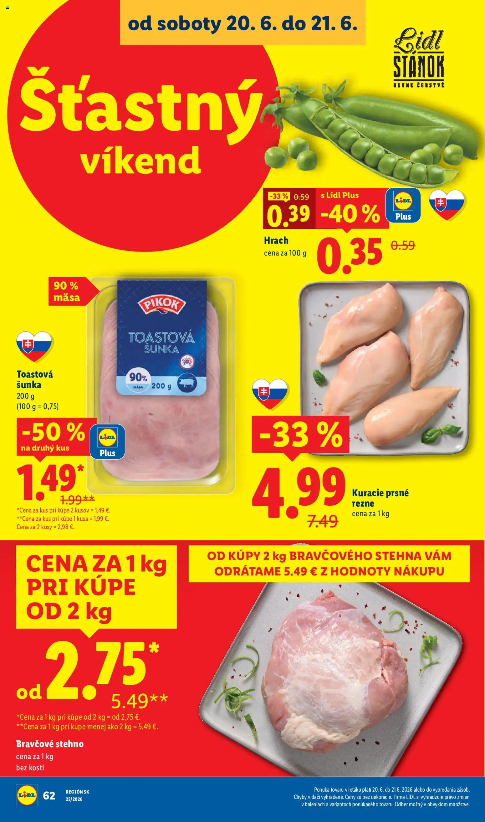 Nové Lidl akcie – leták je platný od 15.06.2026 | Strana: 96 | Produkty: Šunka, Hrach, Bravčové stehno