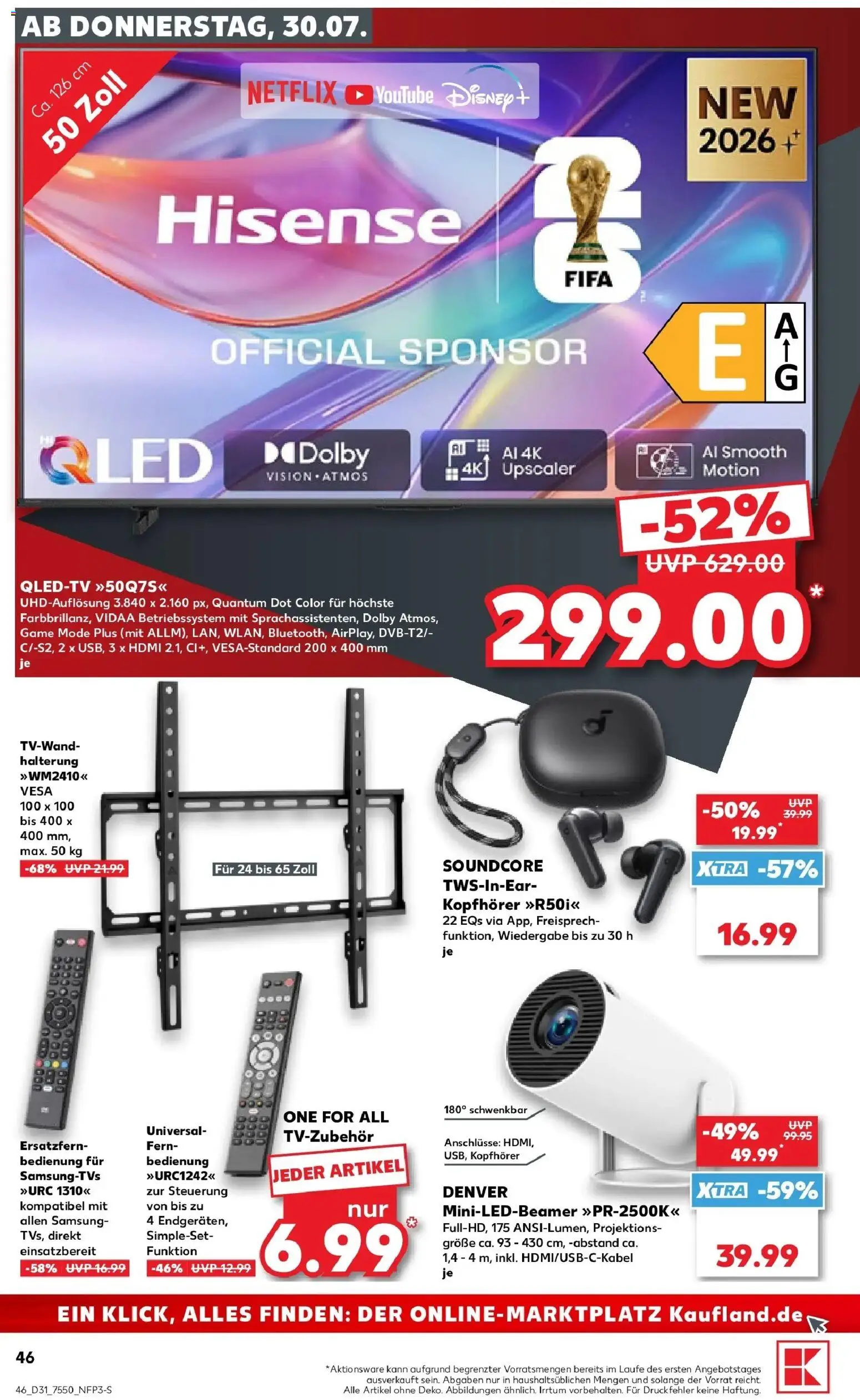 Kaufland Prospekt Buchen – gültig ab 30.07.2026 | Seite: 48 | Produkte: Hisense, Samsung, Kopfhörer