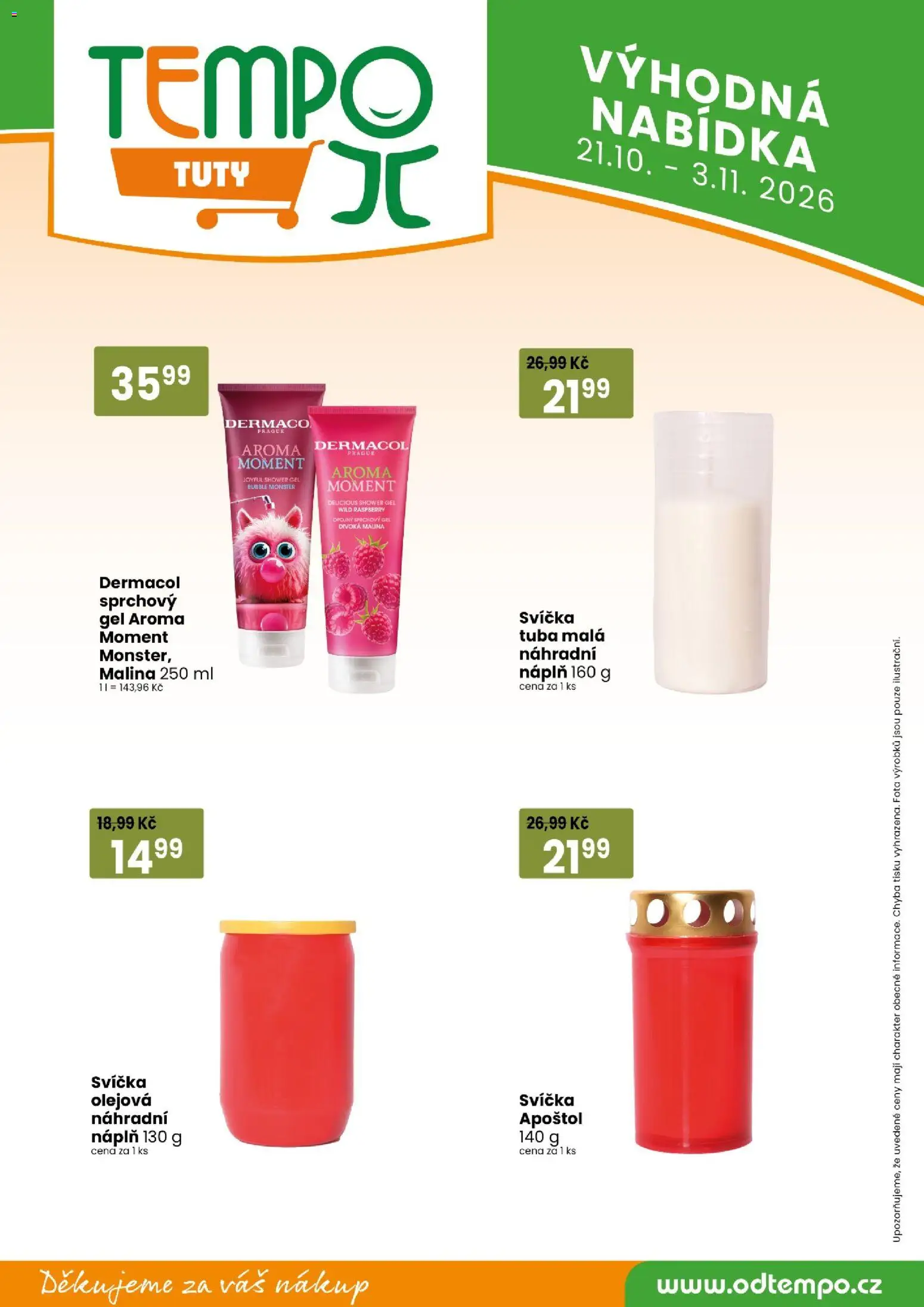TEMPO leták - market od 21.10.2026 | Strana: 14 | Produkty: Sprchový gel, Monster, Tuba, Svíčka