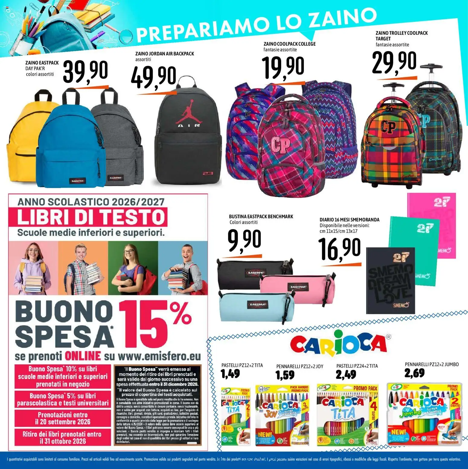 Volantino Emisfero del 09/07/2026 | Pagina: 28 | Prodotti: Jordan, Pennarelli, Pastelli, Terra