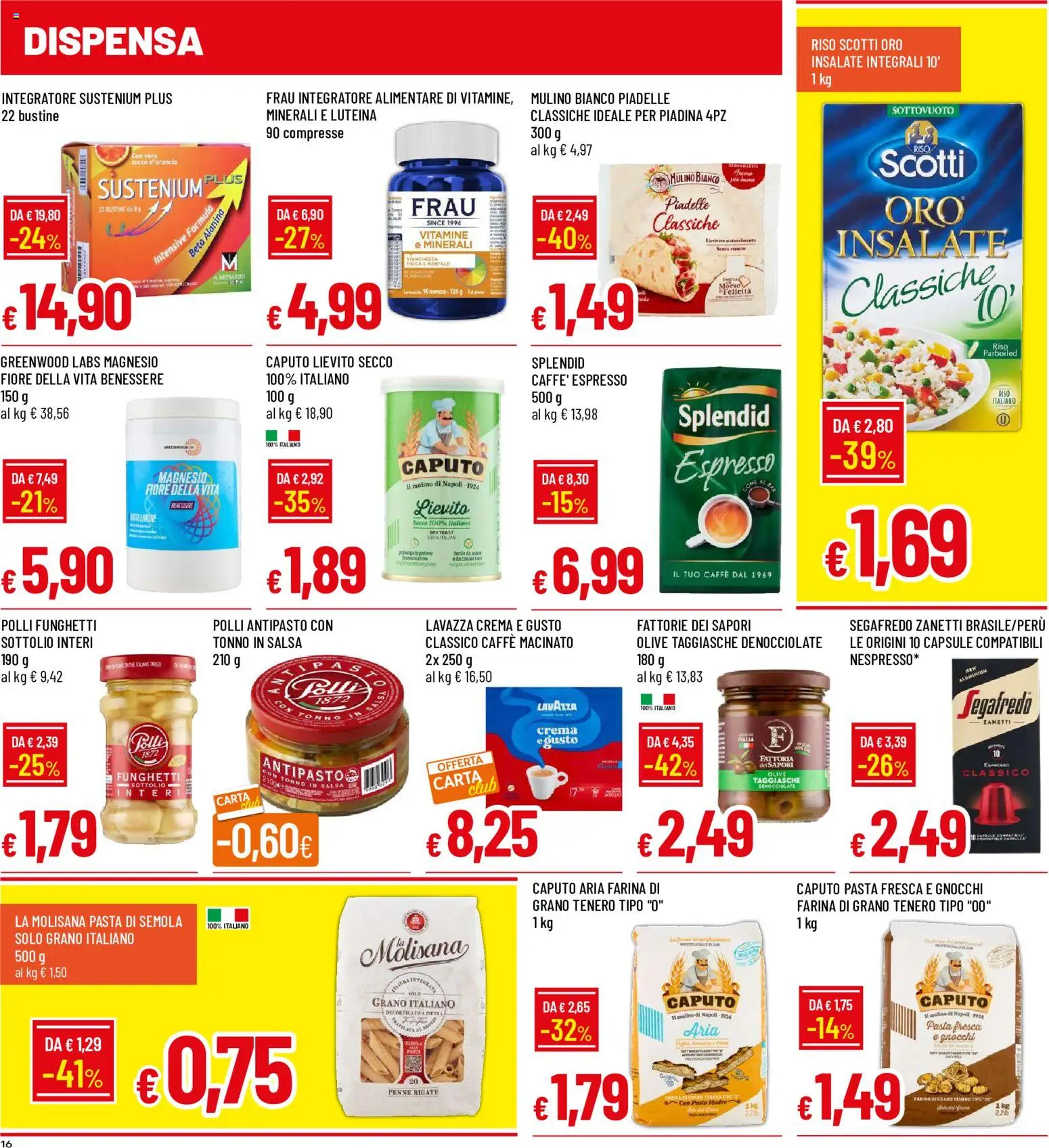 Volantino Galassia del 06/08/2026 | Pagina: 16 | Prodotti: Crema, Integratore alimentare, Lavazza, Penne