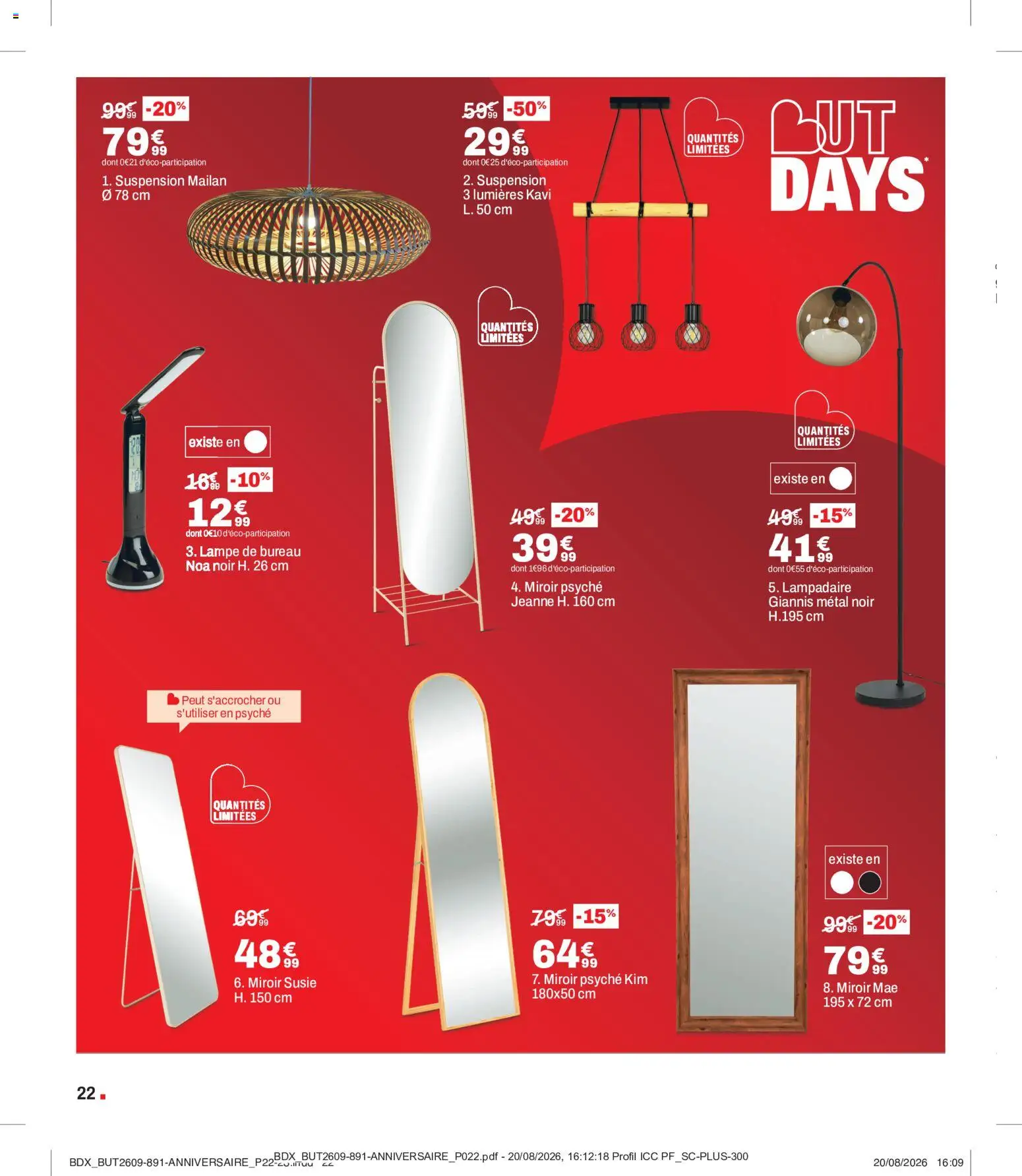 {H1} | Page: 22 | Produits: Bureau, Lampadaire, Miroir, Lampe