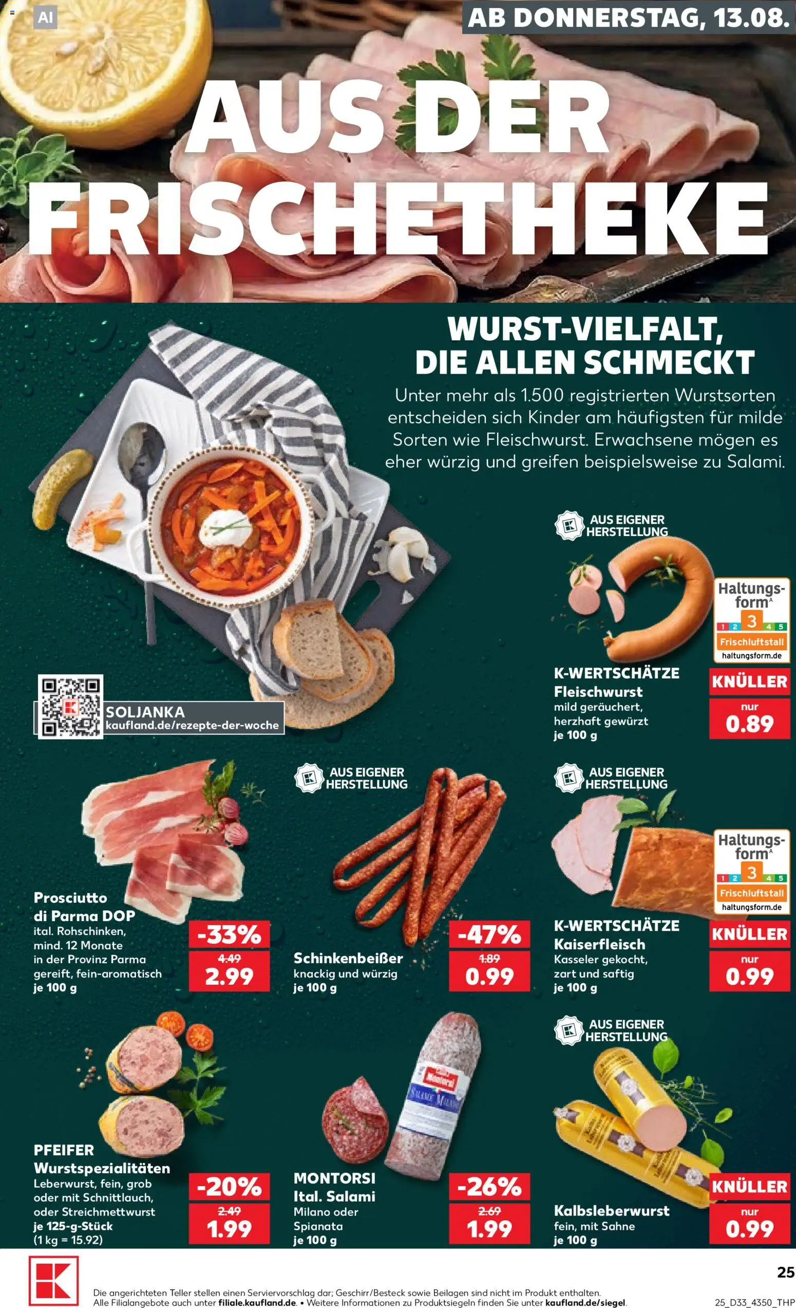 Kaufland Německo leták - Jena od 13.08.2026 | Strana: 25 | Produkty: Prosciutto, Forma, Kinder