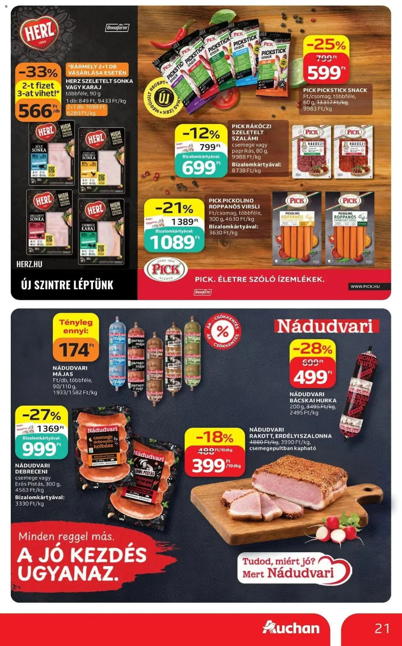 Auchan akciós újság Szolnok - 2026.10.08. -tól/töl > akció, lapozható szórólap 🛍️ | Oldal: 21 | Termékek: Szőlő, Kolbász, Protein, Májas