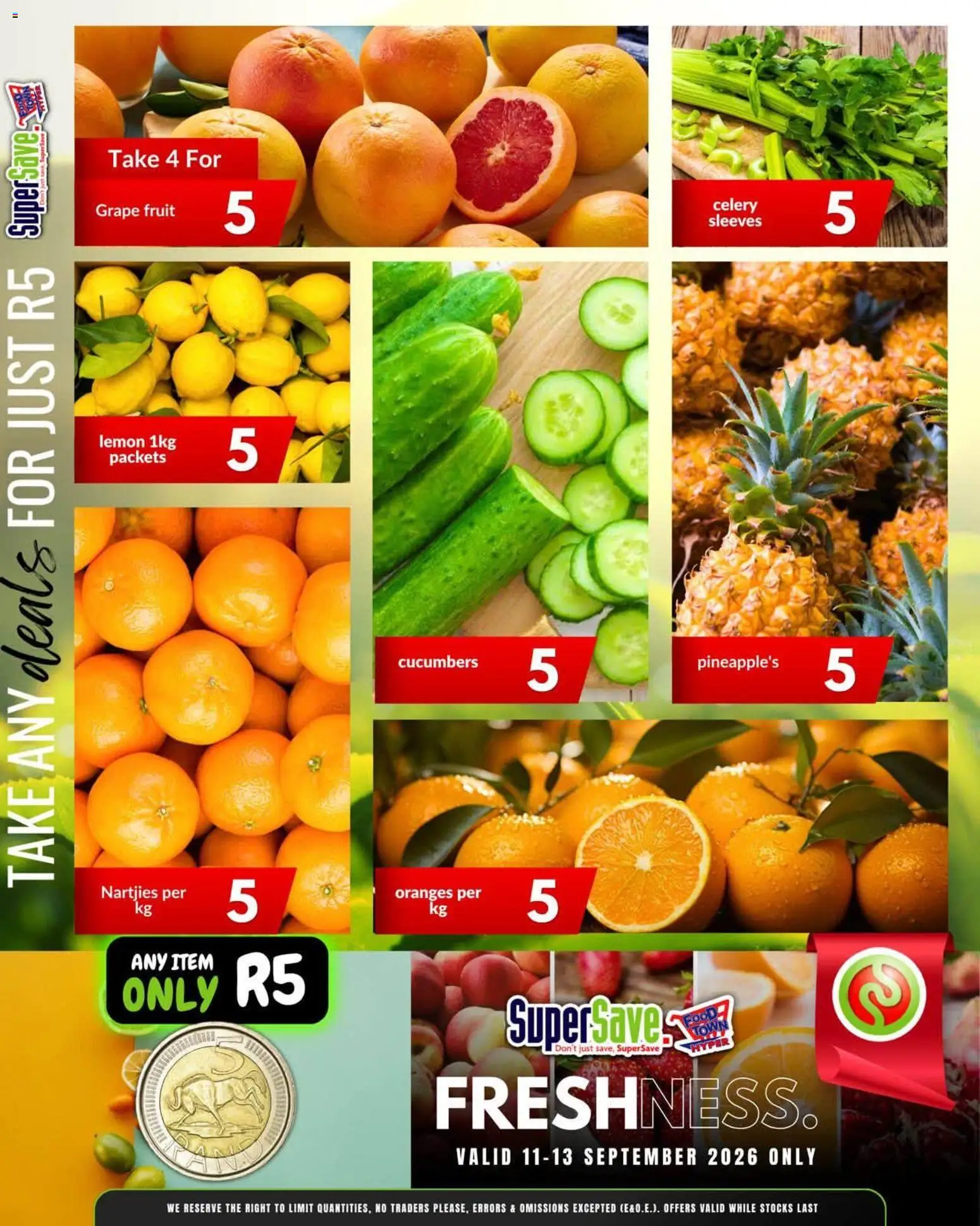 New Super Save catalogue – valid from 11/09/2026 | Page: 5 | Products: Celery, Oranges, Cucumbers, Fruit