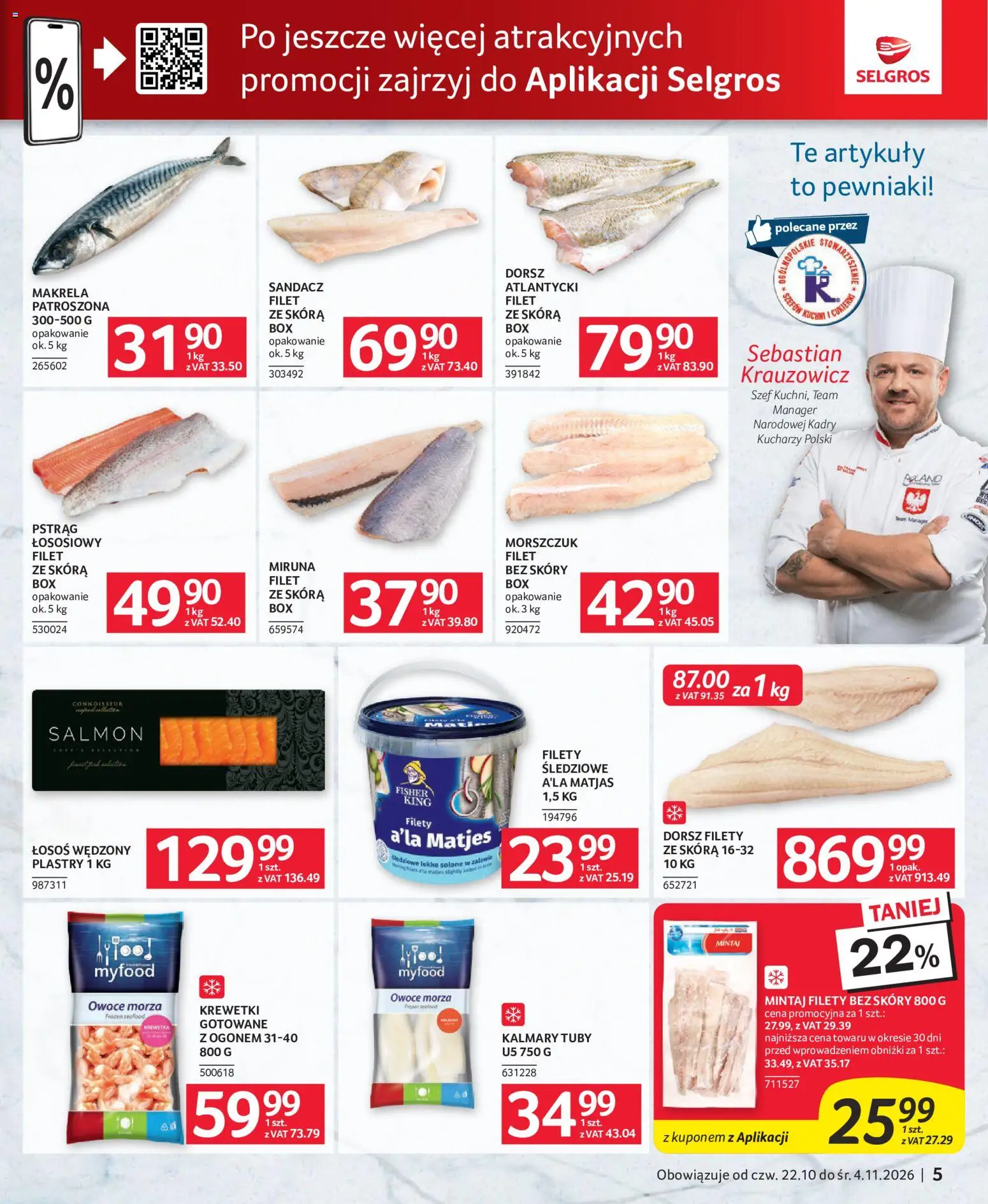 Selgros cash&carry gazetka - Oferta dla gastronomii od 22.10.2026 | Strona: 5 | Produkty: Miruna, Mintaj, Morszczuk, Owoce