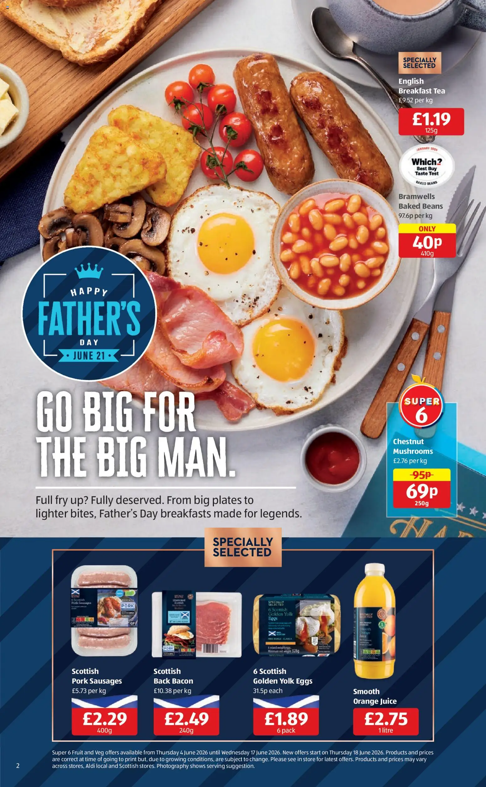 {H1} | Page: 2 | Products: Mushrooms, Bacon, Sausages, Orange
