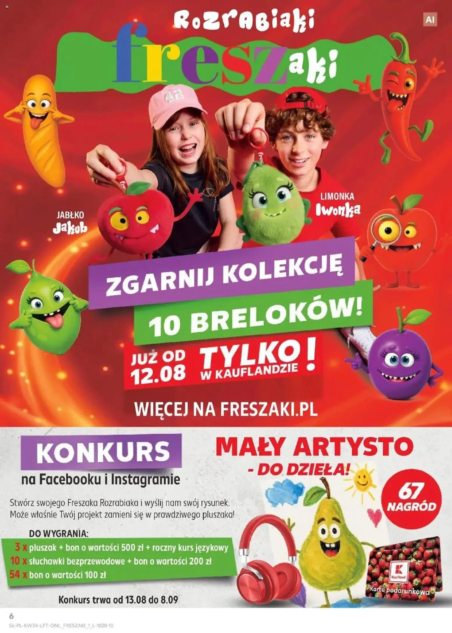 Kaufland gazetka od 20.08.2026 - od jutra PDF | Strona: 6 | Produkty: Karta, Limonka, Słuchawki bezprzewodowe, Jabłka