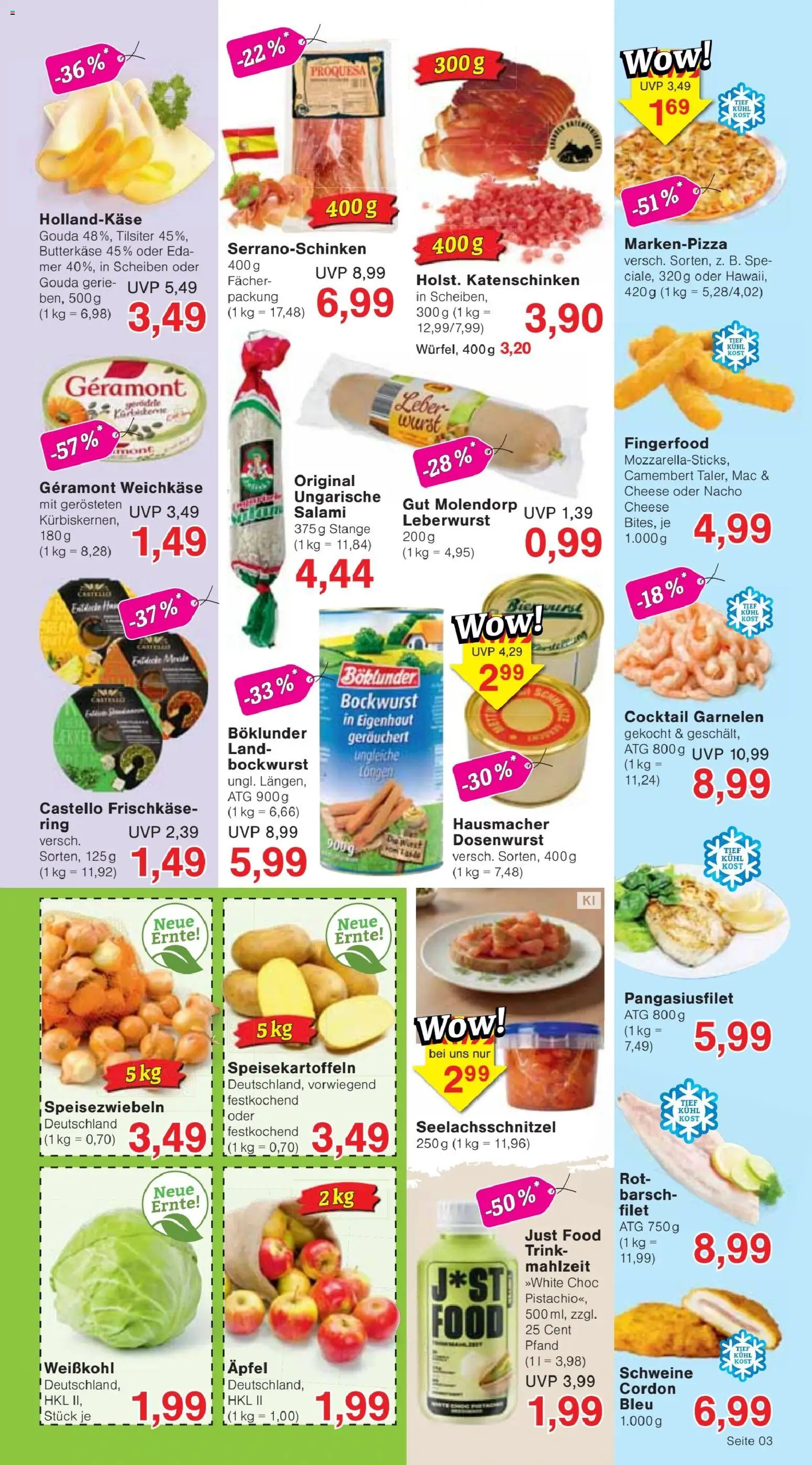 Jawoll Prospekt – gültig ab 24.08.2026 | Seite: 3 | Produkte: Bockwurst, Äpfel, Garnelen, Camembert