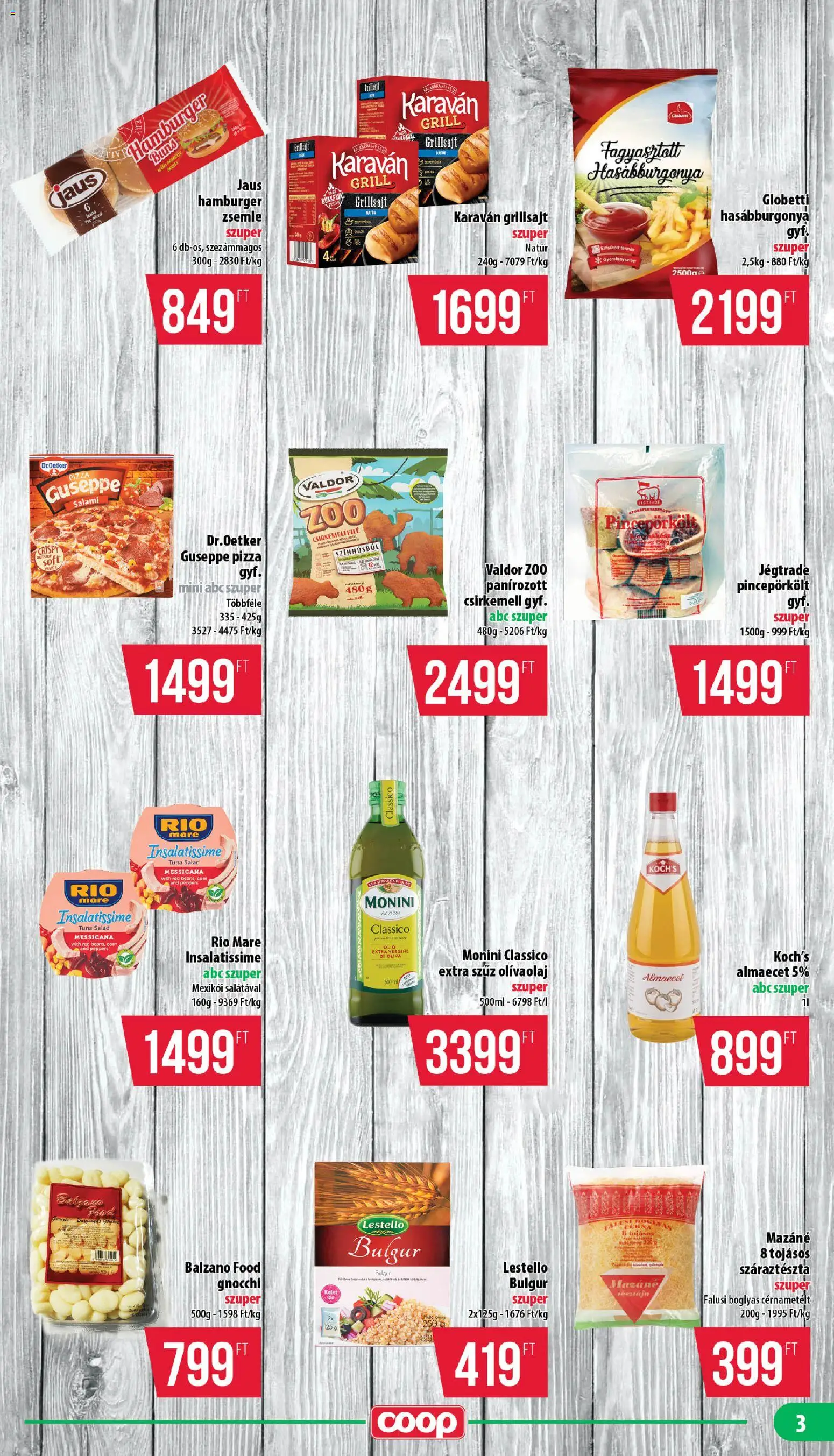 COOP akciós ujság - amely érvényes a következő dátumtól: 2026.08.13. | Oldal: 3 | Termékek: Zsemle, Pizza, Csirkemellfilé, Hasábburgonya