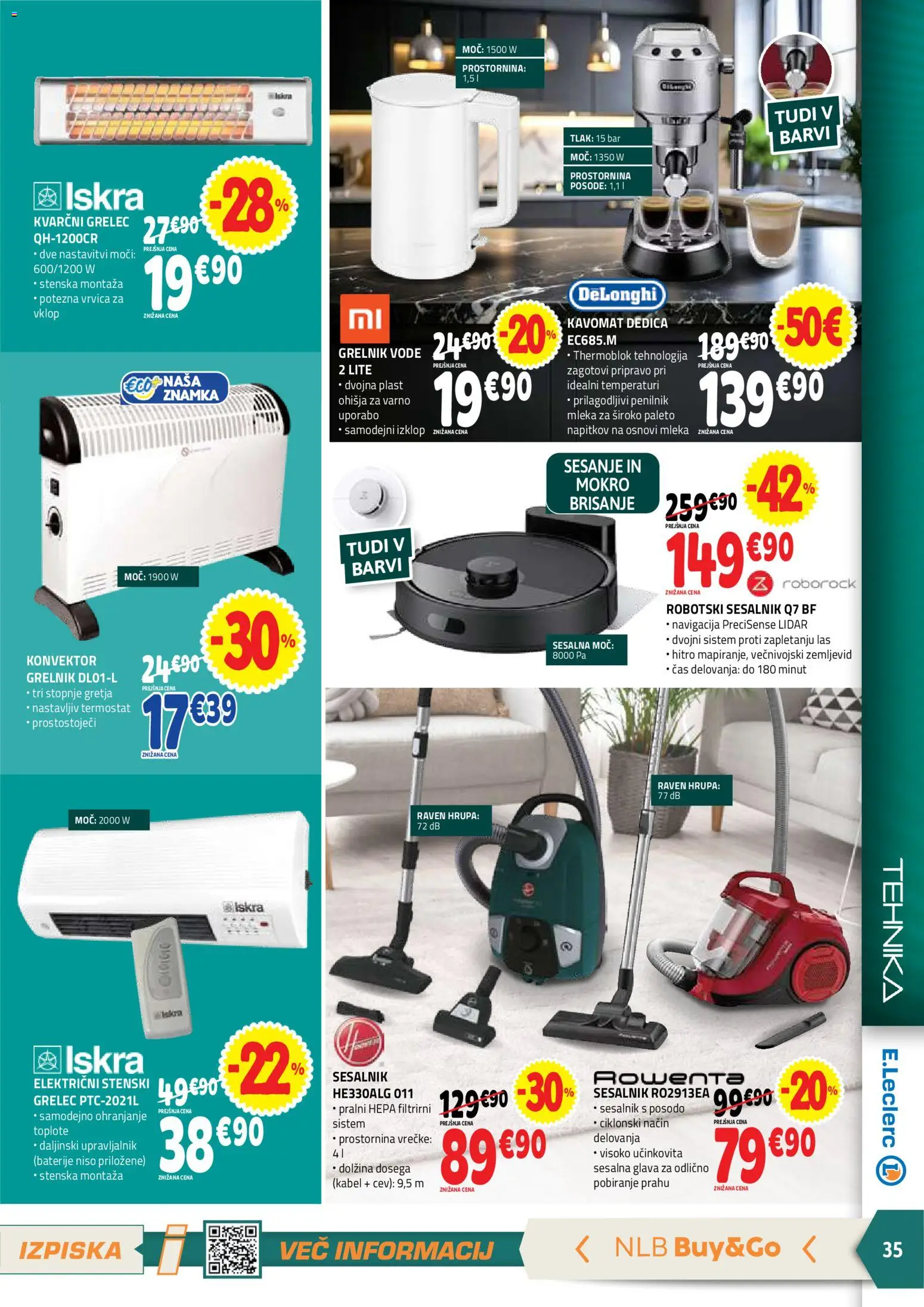 Novi E.leclerc katalog ponudbe – veljaven od 07.10.2026 | Stran: 35 | Izdelki: Termostat, Grelnik vode, Sesalnik, Grelec